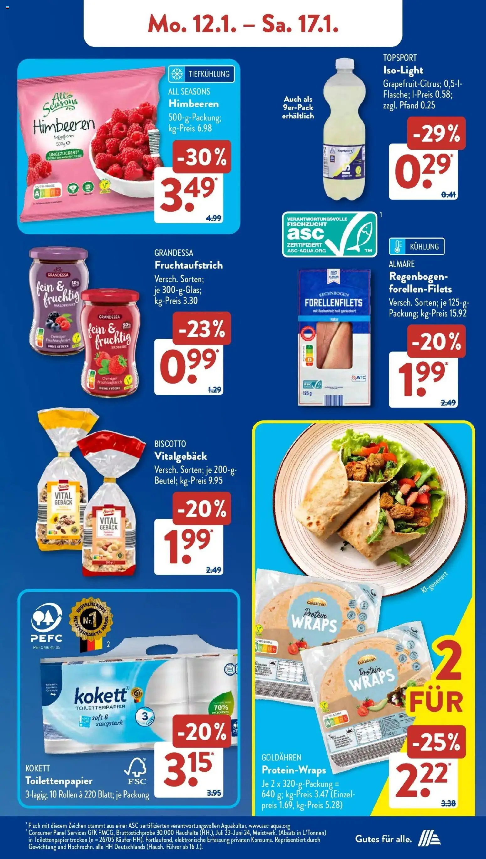 Aldi Süd - Aldi Süd: Wochenangebote – gültig ab 11.01.2026 | Seite: 7 | Produkte: Himbeeren, Fisch, Toilettenpapier