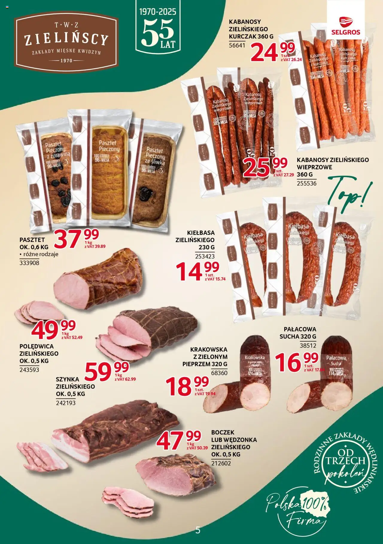Selgros cash&carry Gazetka - Markowe produkty od 14.08.2025 | Strona: 6 | Produkty: Kiełbasa, Top, Szynka, Żurawina