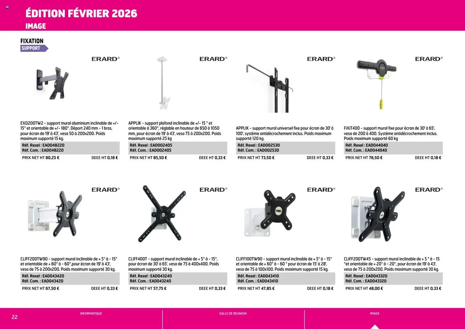 {H1} | Page: 22 | Produits: Support mural, Poids