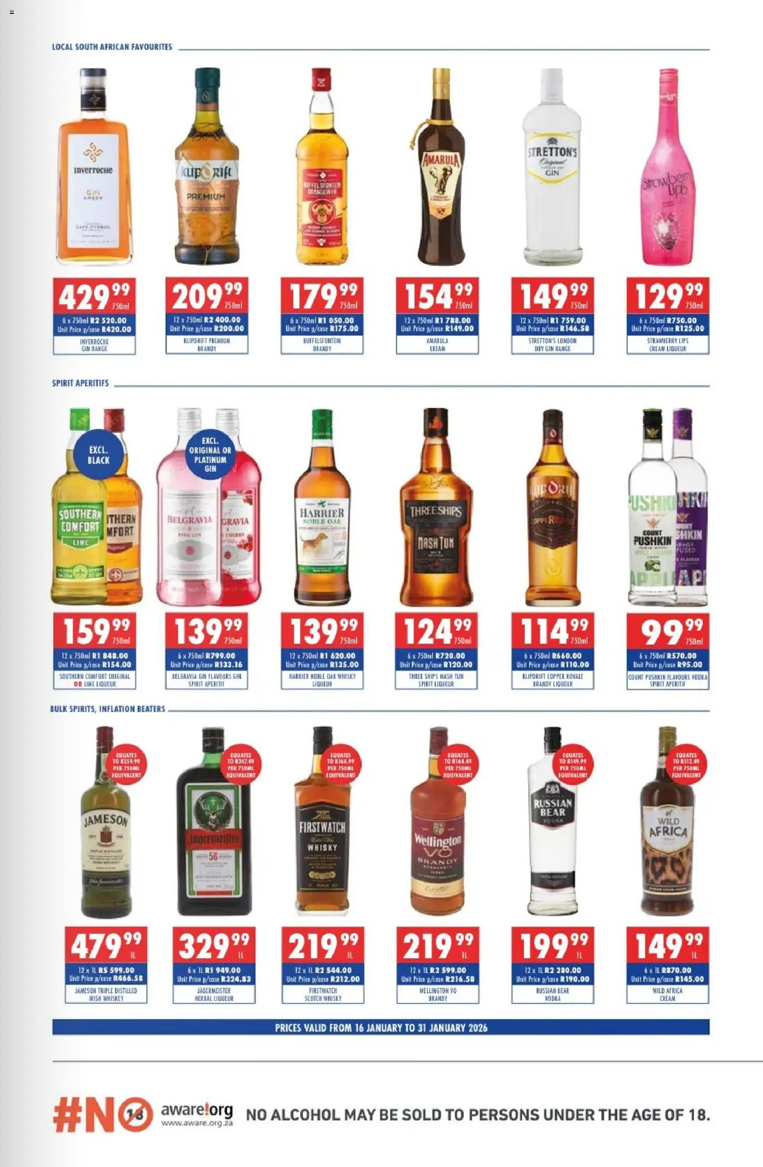 New Ultra Liquors catalogue – valid from 16.01.2026 | Page: 2 | Products: Gin, Cream, Whiskey, Lime