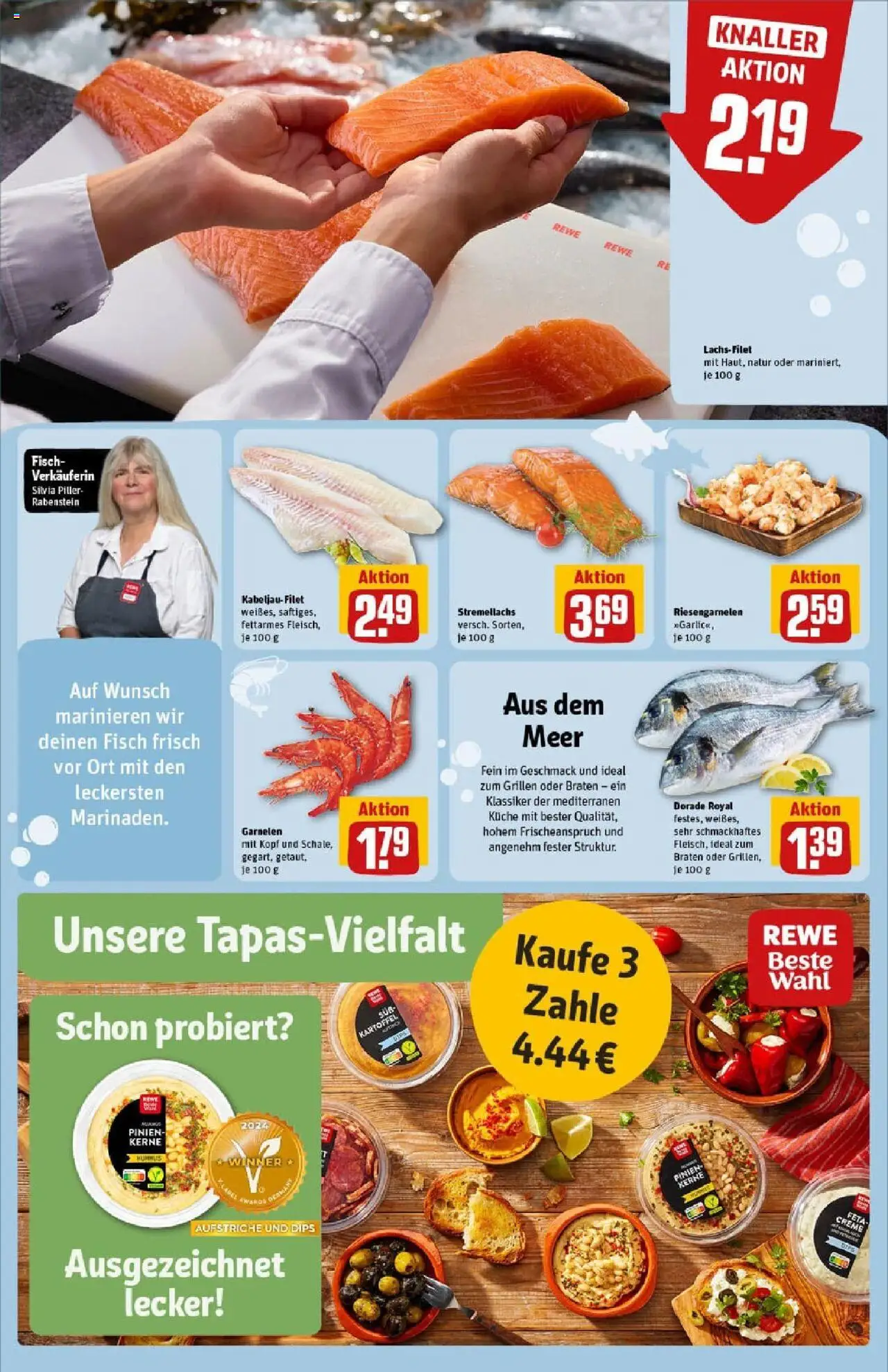 Rewe prospekt Bergneustadt	 - gültig ab dem 29.06.2025 | Seite: 18 | Produkte: Dorade, Feta, Garnelen, Creme