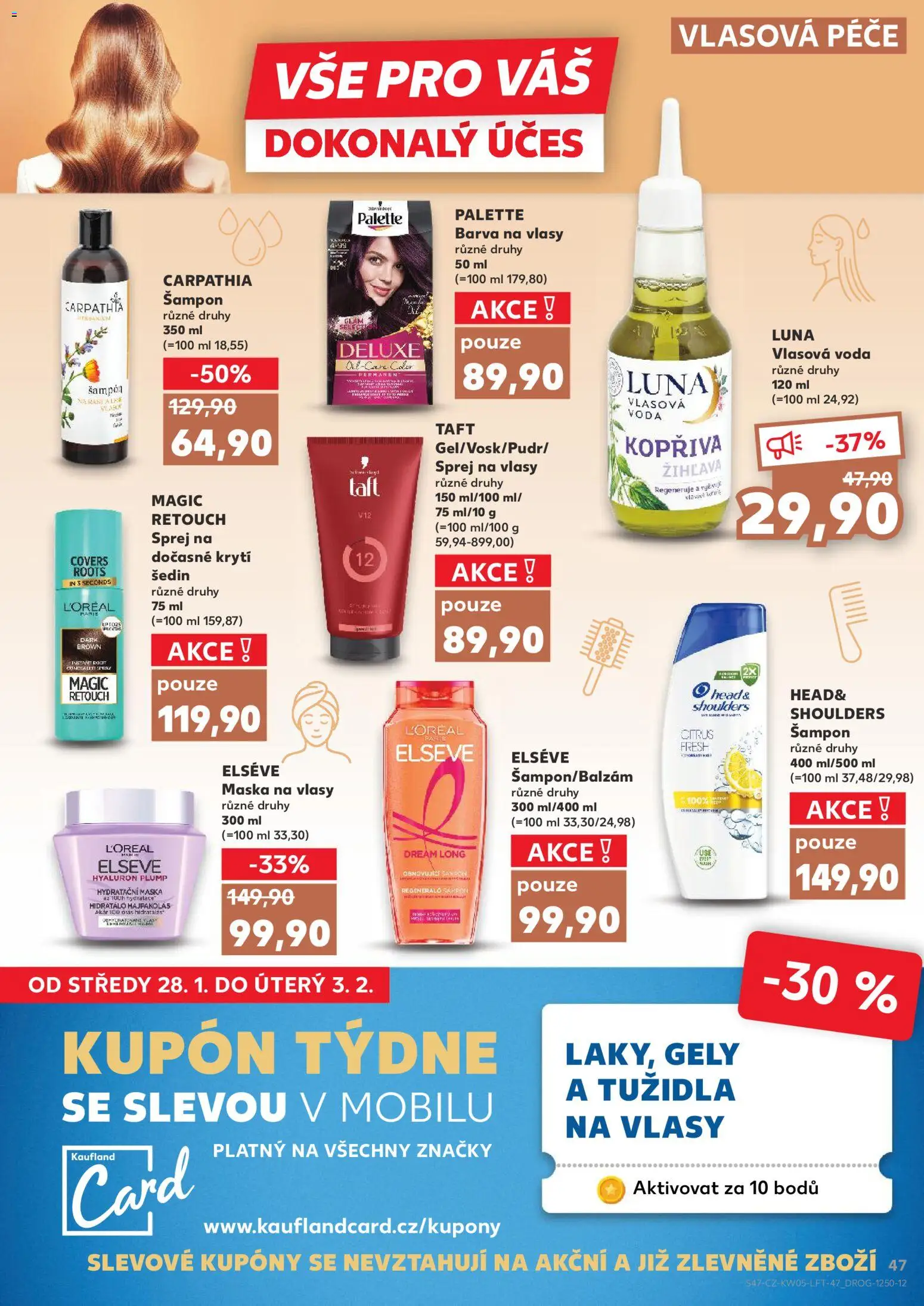 Kaufland leták - Kolín od 28.01.2026 | Strana: 47 | Produkty: Hydratační maska, Deluxe, Barva na vlasy, Maska