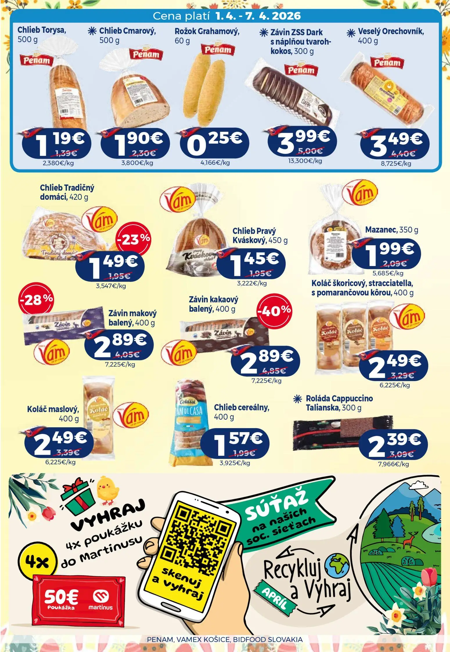 Nové Milk Agro akcie – leták je platný od 01.04.2026 | Strana: 9 | Produkty: Rožok, Závin, Koláč, Tvaroh