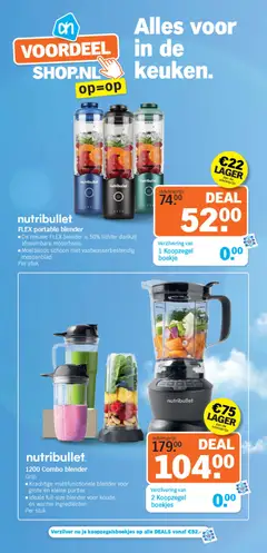 FLEX portable blender, De nieuwe FLEX blender is 50% lichter dankzij afneembare motorbasis. Moeiteloos schoon met vaatwasserbestendig messenblad. Per stuk - Voorbeeld van een folder van Albert Heijn, geldig van 22.12.2025 | Pagina: 13