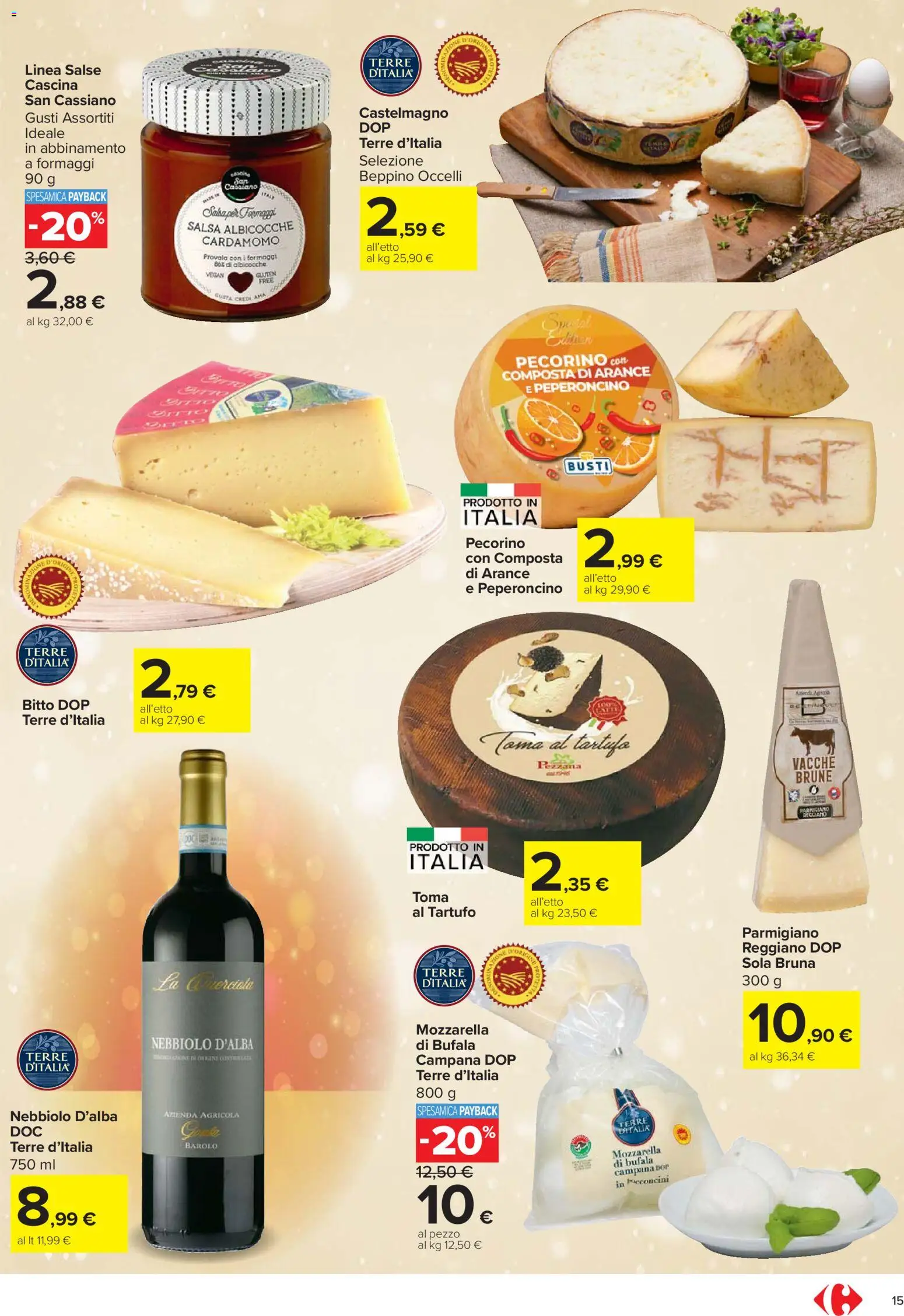 Volantino Carrefour del 27.11.2025 | Pagina: 15 | Prodotti: Tartufo, Mozzarella, Peperoncino, Pecorino