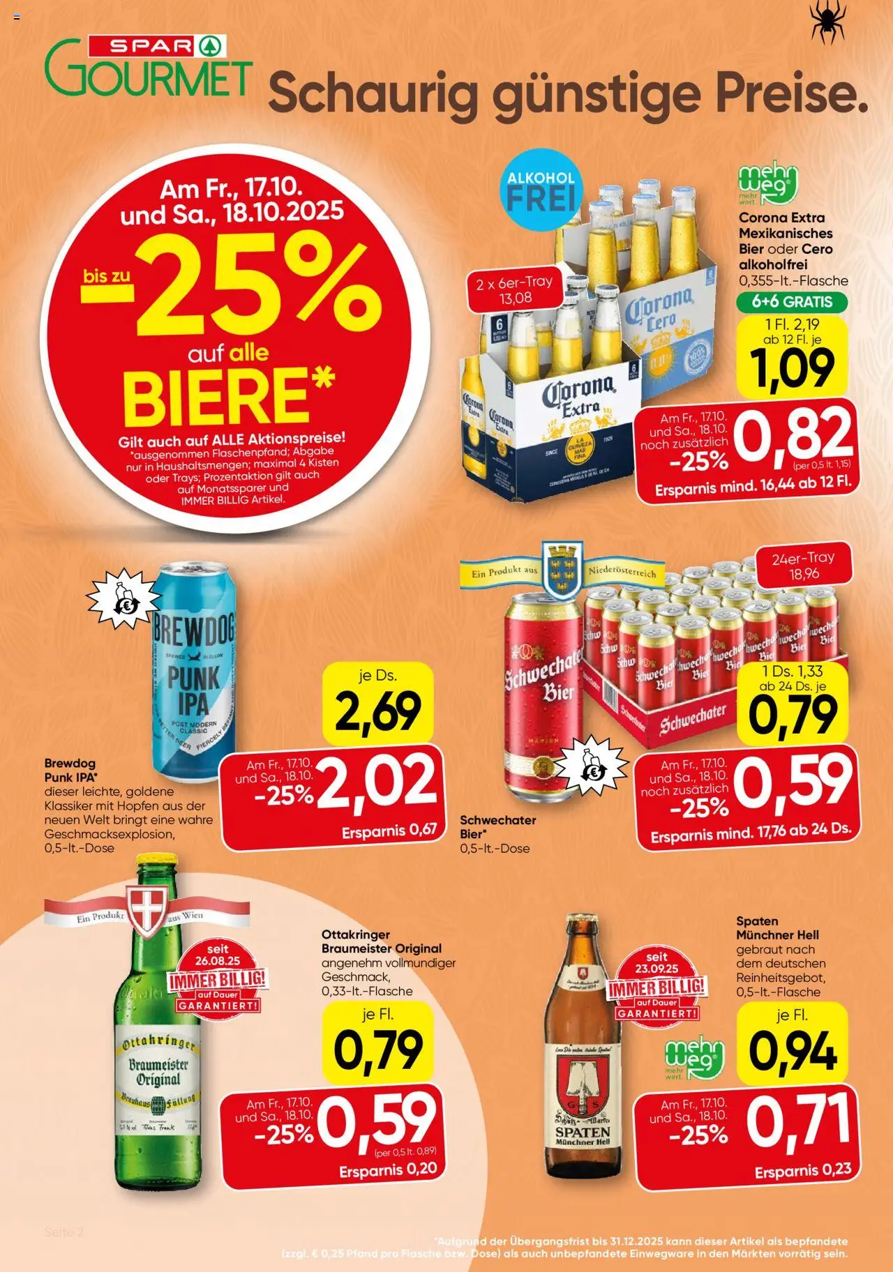 SPAR Gourmet Flugblatt - Wien gültig ab 16.10.2025 | Seite: 2 | Produkte: Bier