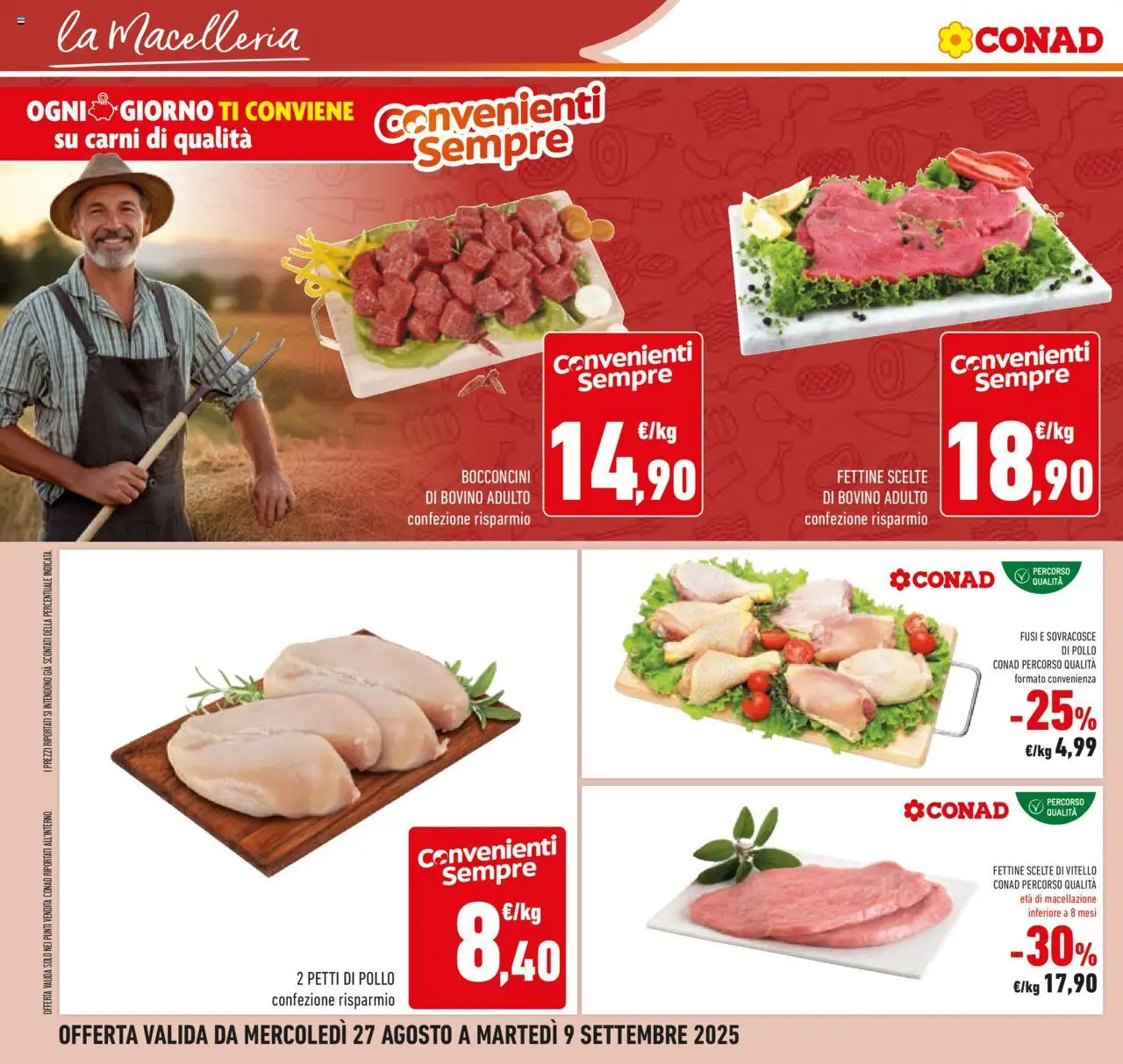 Volantino Conad del 27.08.2025 | Pagina: 8 | Prodotti: Bovino, Pollo, Vitello