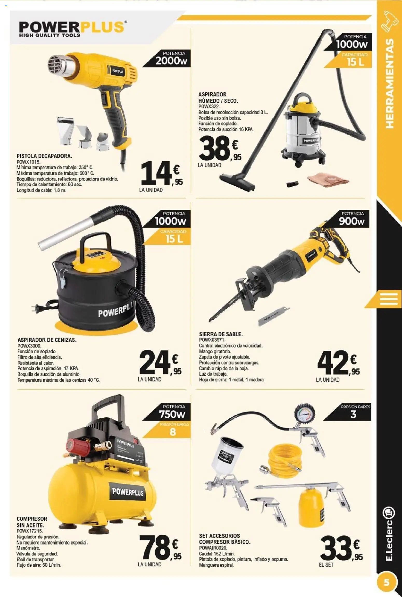 E.Leclerc folleto │ válido desde el 21.01.2026 | Página: 5 | Productos: Manguera, Bolsa, Ρούτερ, Aspirador