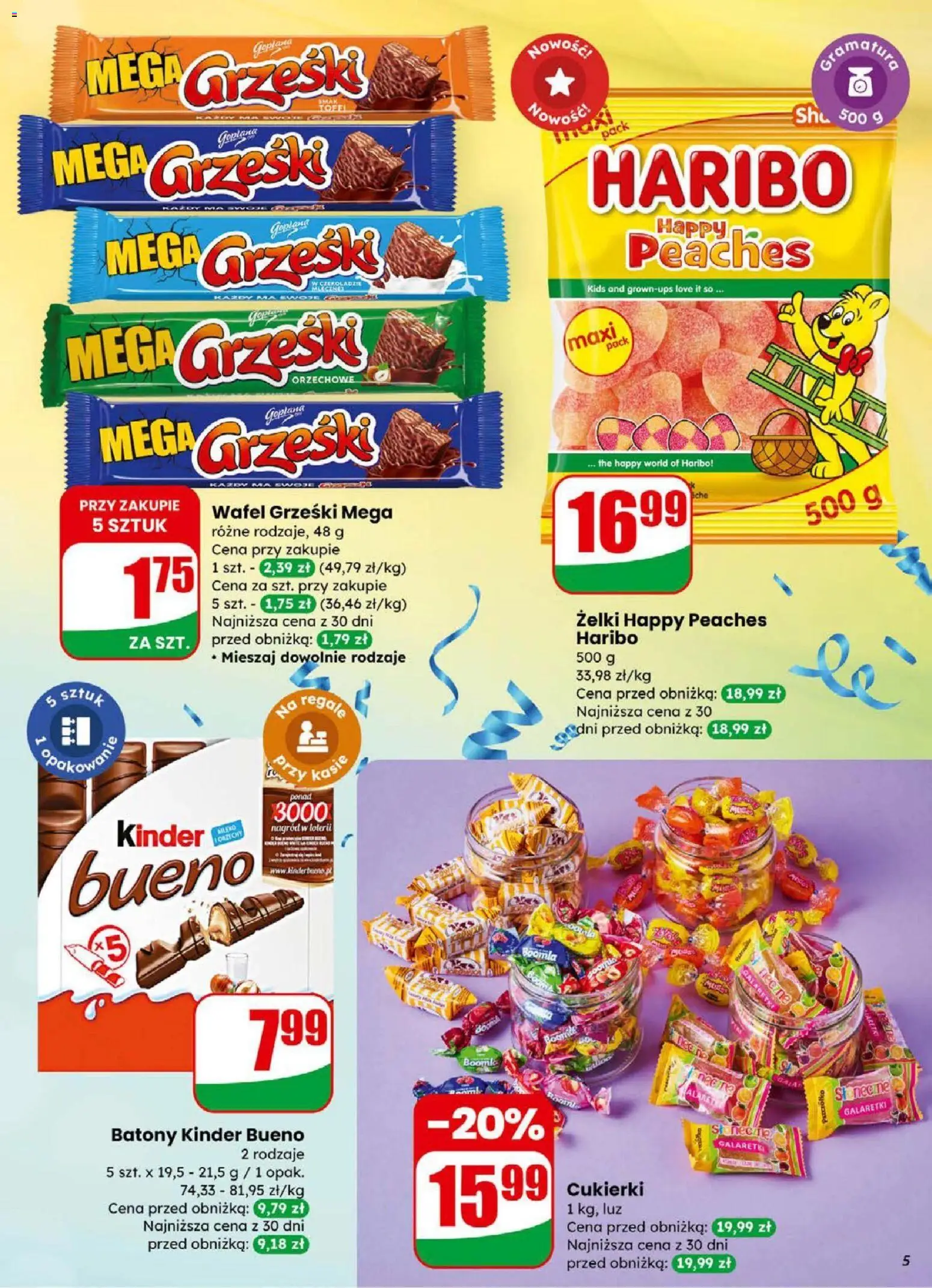 Dino Gazetka od 31.12.2025 | Strona: 5 | Produkty: Galaretki, Kinder Bueno, Żelki, Cukierki
