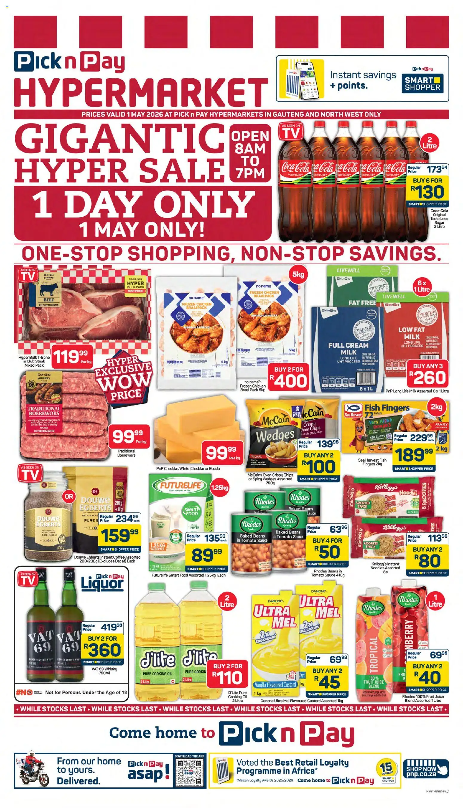 New Pick n Pay catalogue – valid from 01.05.2026 | Page: 1 | Products: Custard, Boerewors, Fish, Sauce