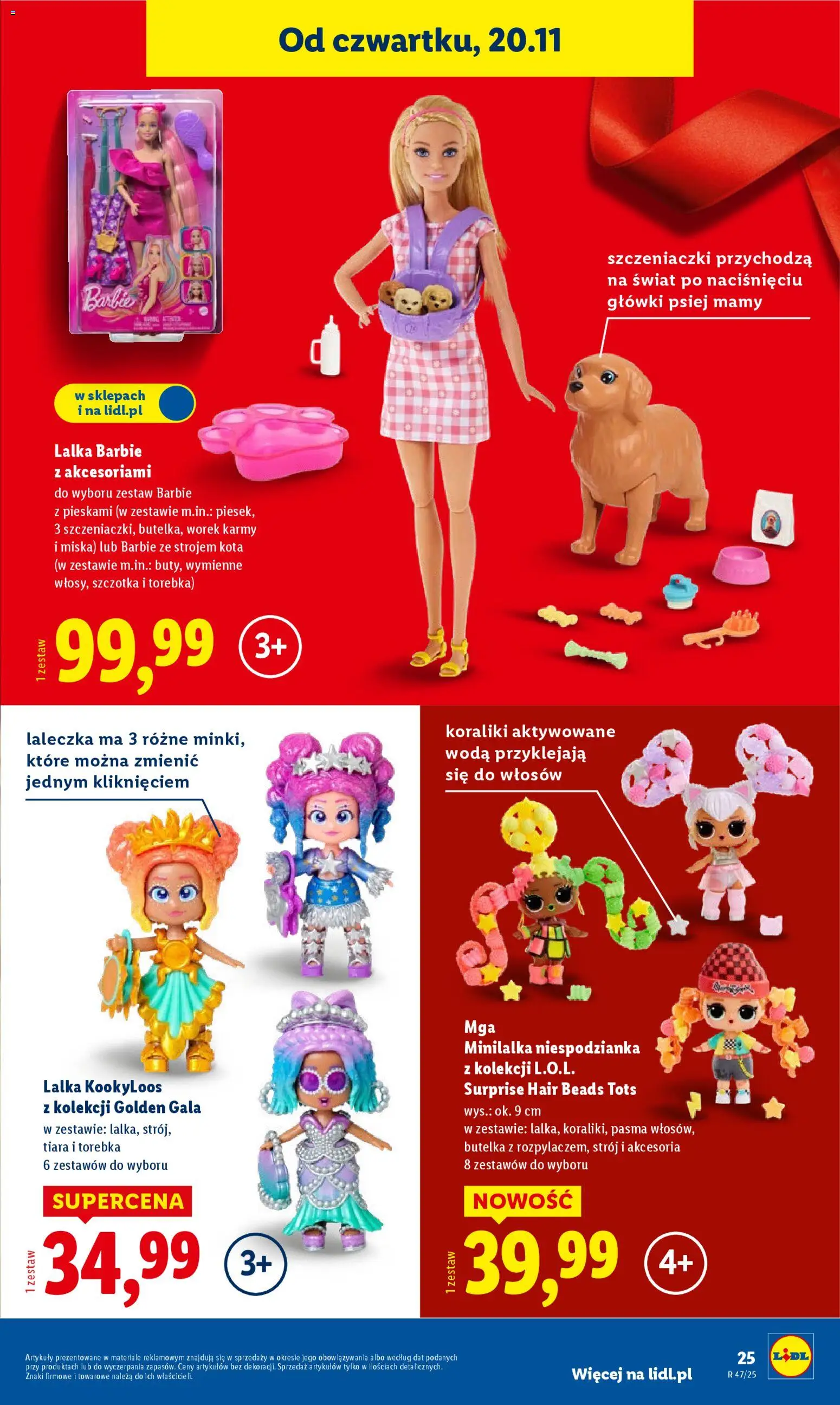 Lidl Katalog zabawek od 03.11.2025 | Strona: 25 | Produkty: Torebka, Barbie, Szczotka, Woda