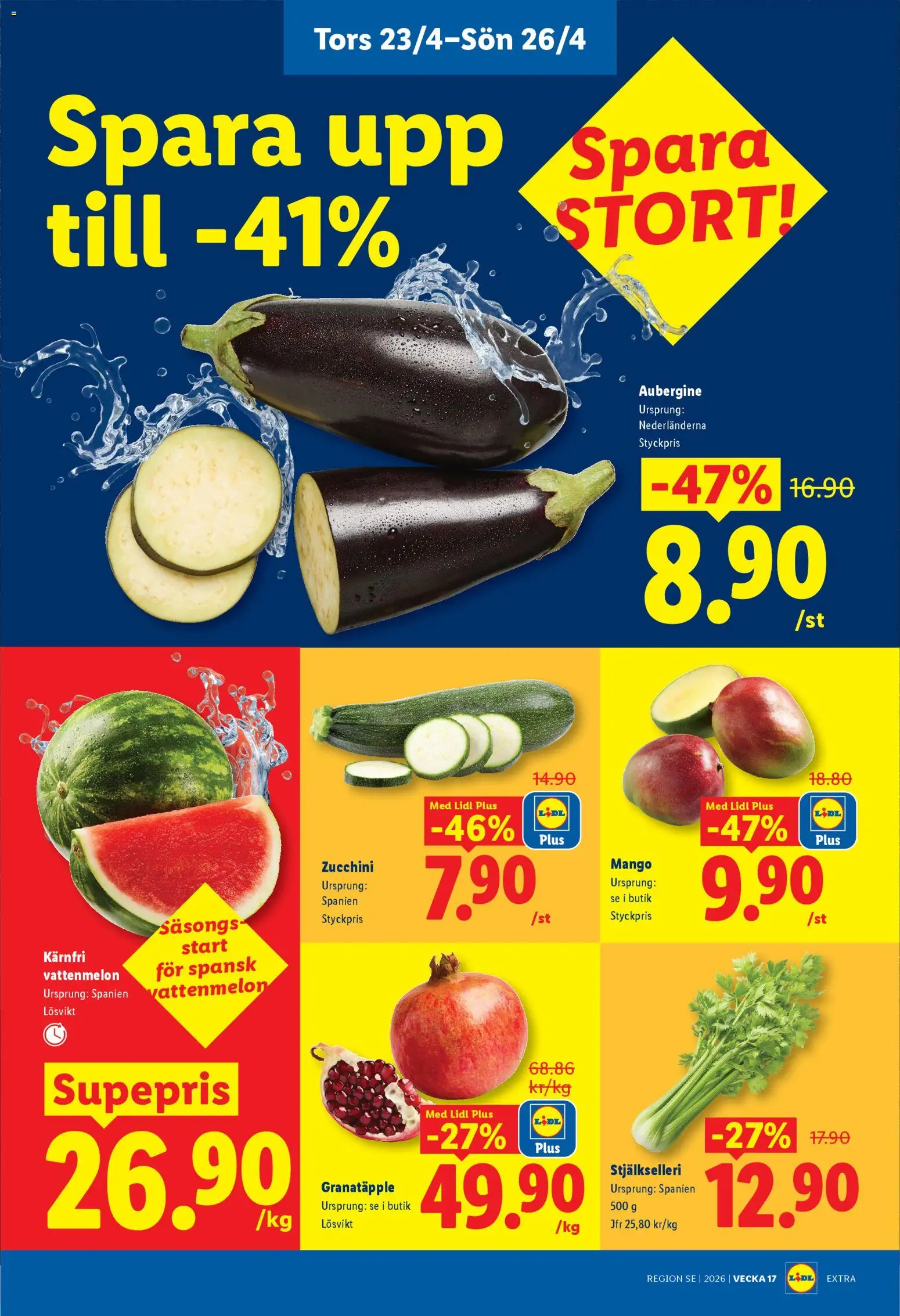 Lidl reklamblad aktuell från 20.04.2026 | Sida: 28 | Produkter: Vattenmelon, Mango, Aubergine, Zucchini