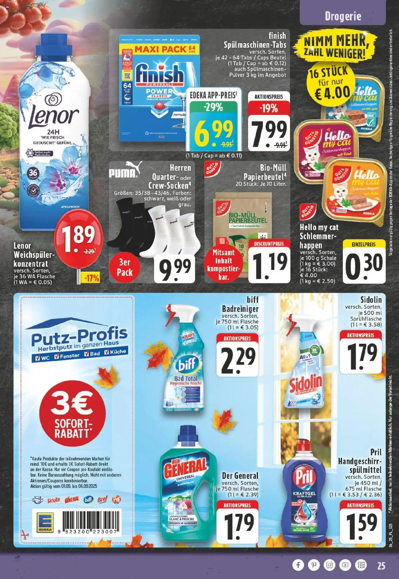 Edeka prospekt Xanten	 – gültig ab 01.09.2025 | Seite: 25 | Produkte: Bad, Küche, Weichspüler, Spülmaschinentabs
