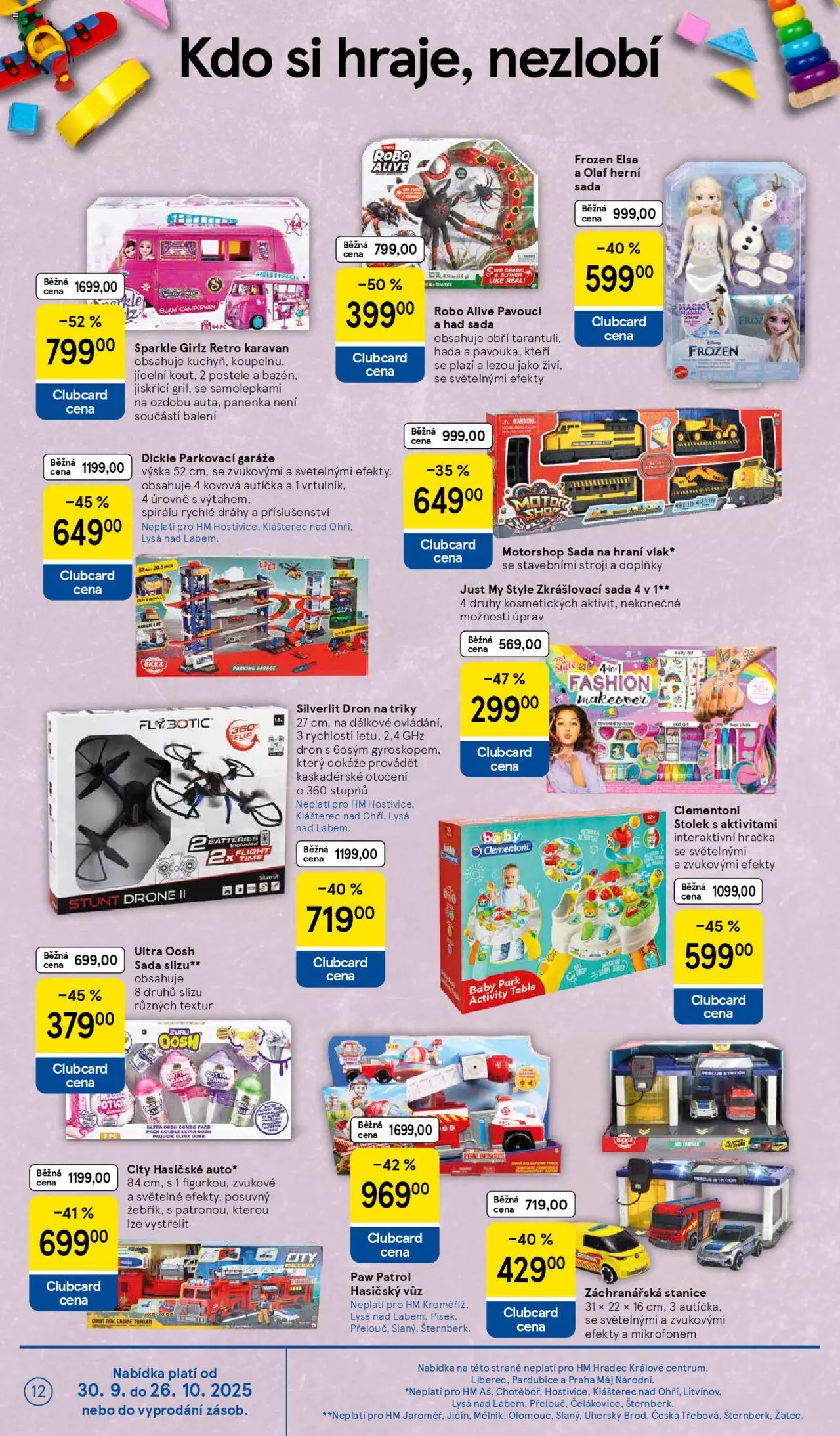 Tesco leták - Hypermarket od 01.10.2025 | Strana: 12 | Produkty: Panenka, Postele, Dron, Stolek