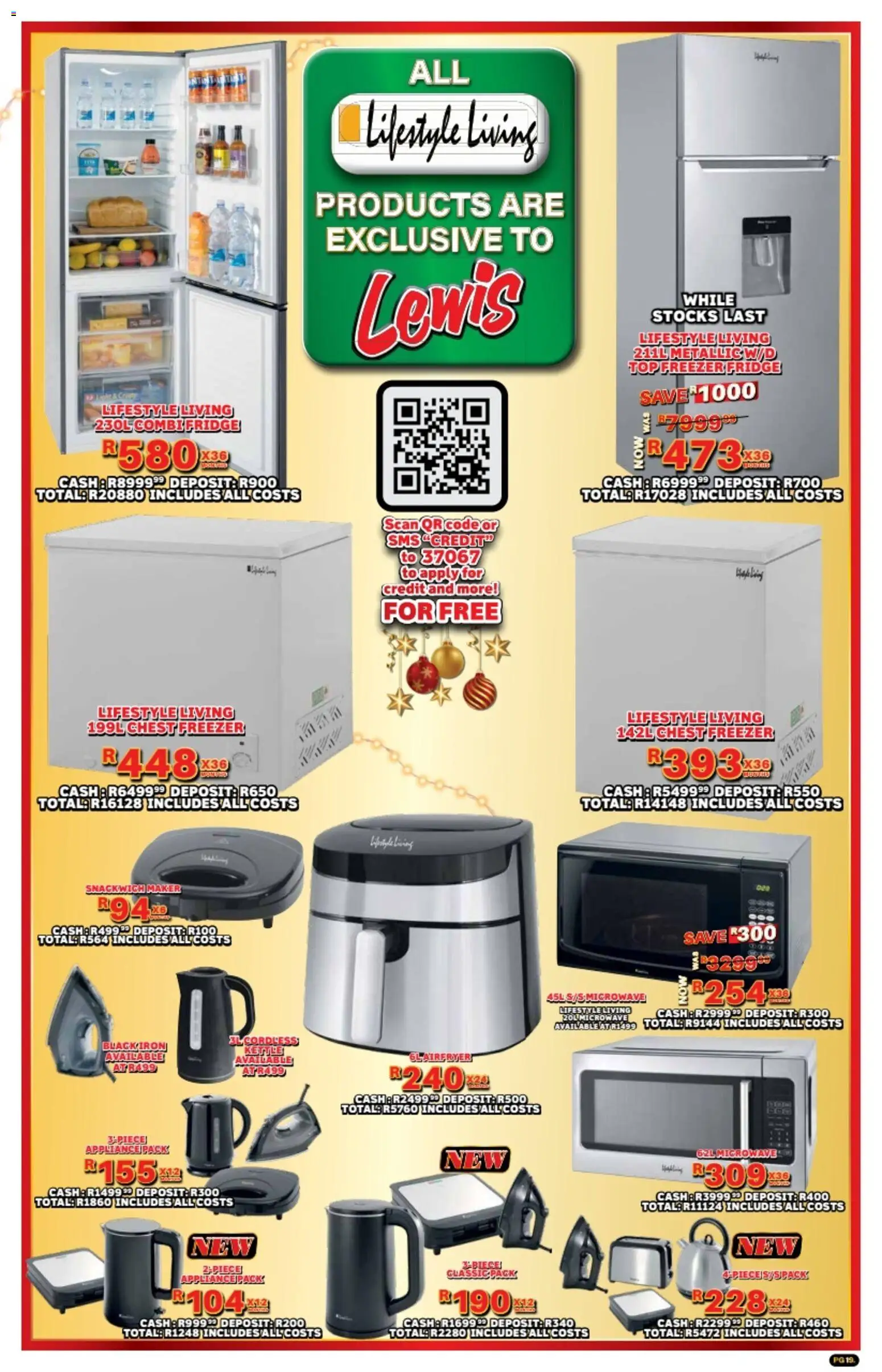 New Lewis Stores catalogue – valid from 10.11.2025 | Page: 19 | Products: Freezer, Iron, Fridge, Microwave