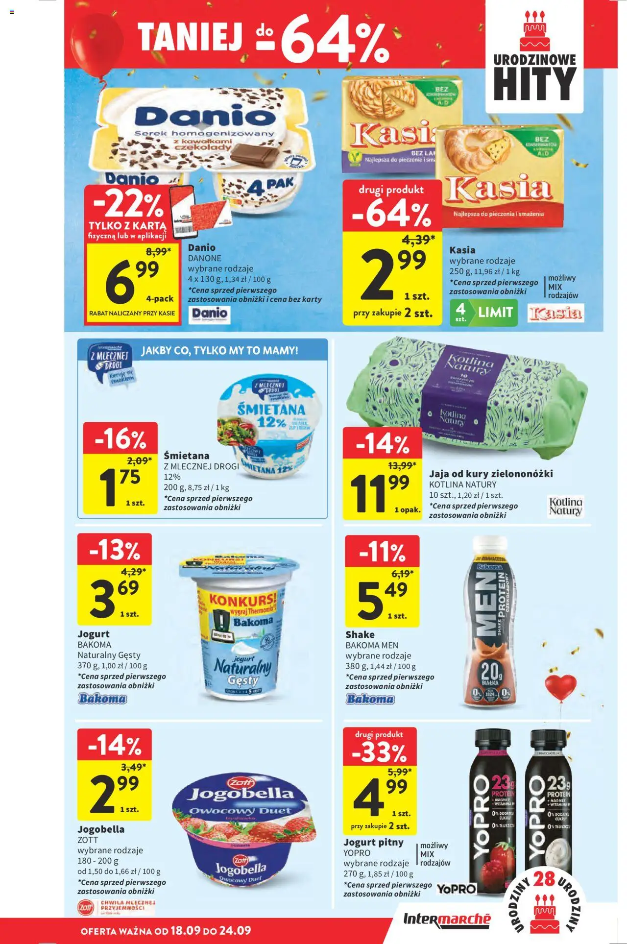 Intermarche Gazetka od 18.09.2025 | Strona: 27 | Produkty: Karta, Serek homogenizowany, Jogurt, Jaja