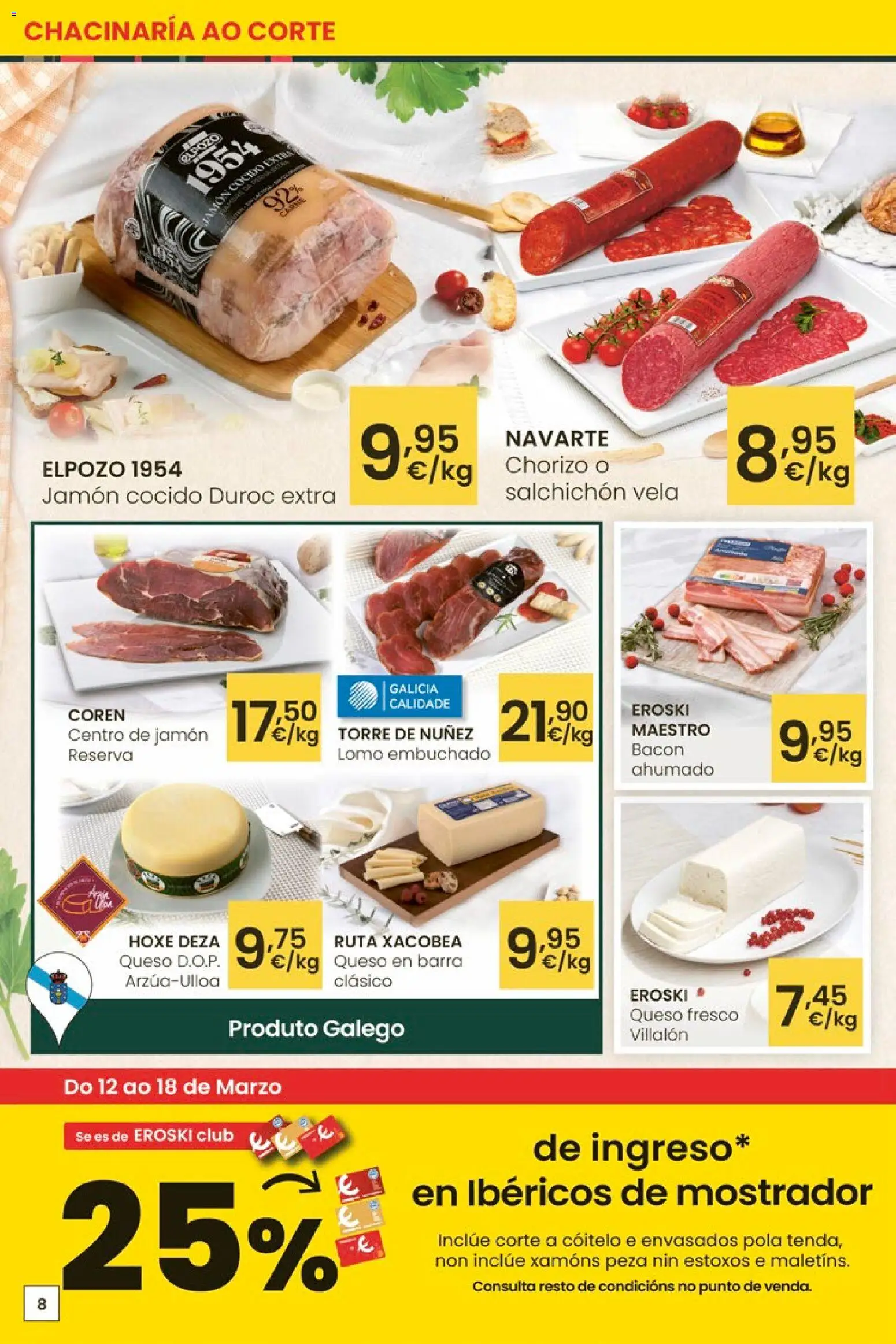 Eroski - Oferta │ válido desde el 12.03.2026 | Página: 8 | Productos: Queso, Jamón, Jamón cocido, Queso fresco