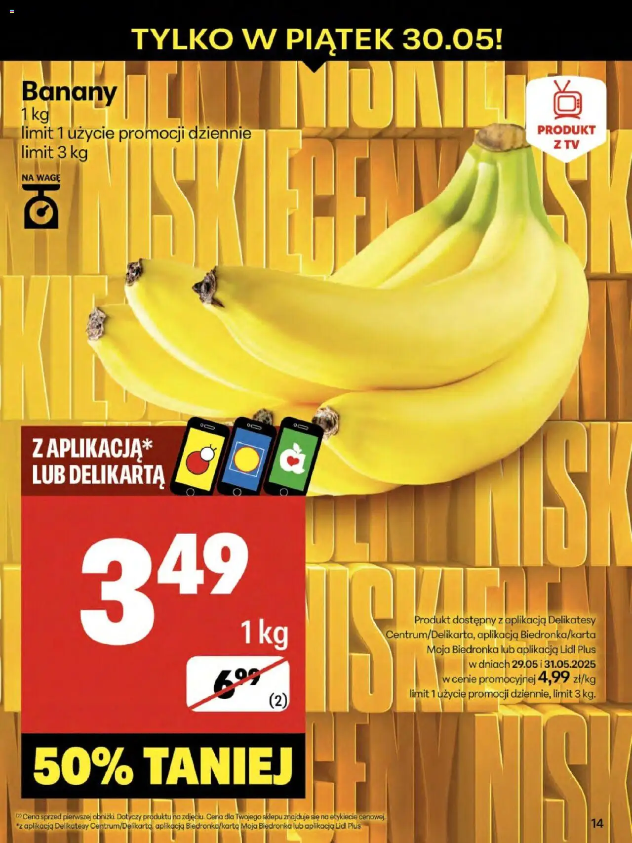 Delikatesy Centrum Gazetka od 29.05.2025 | Strona: 14 | Produkty: Delikatesy, Banany