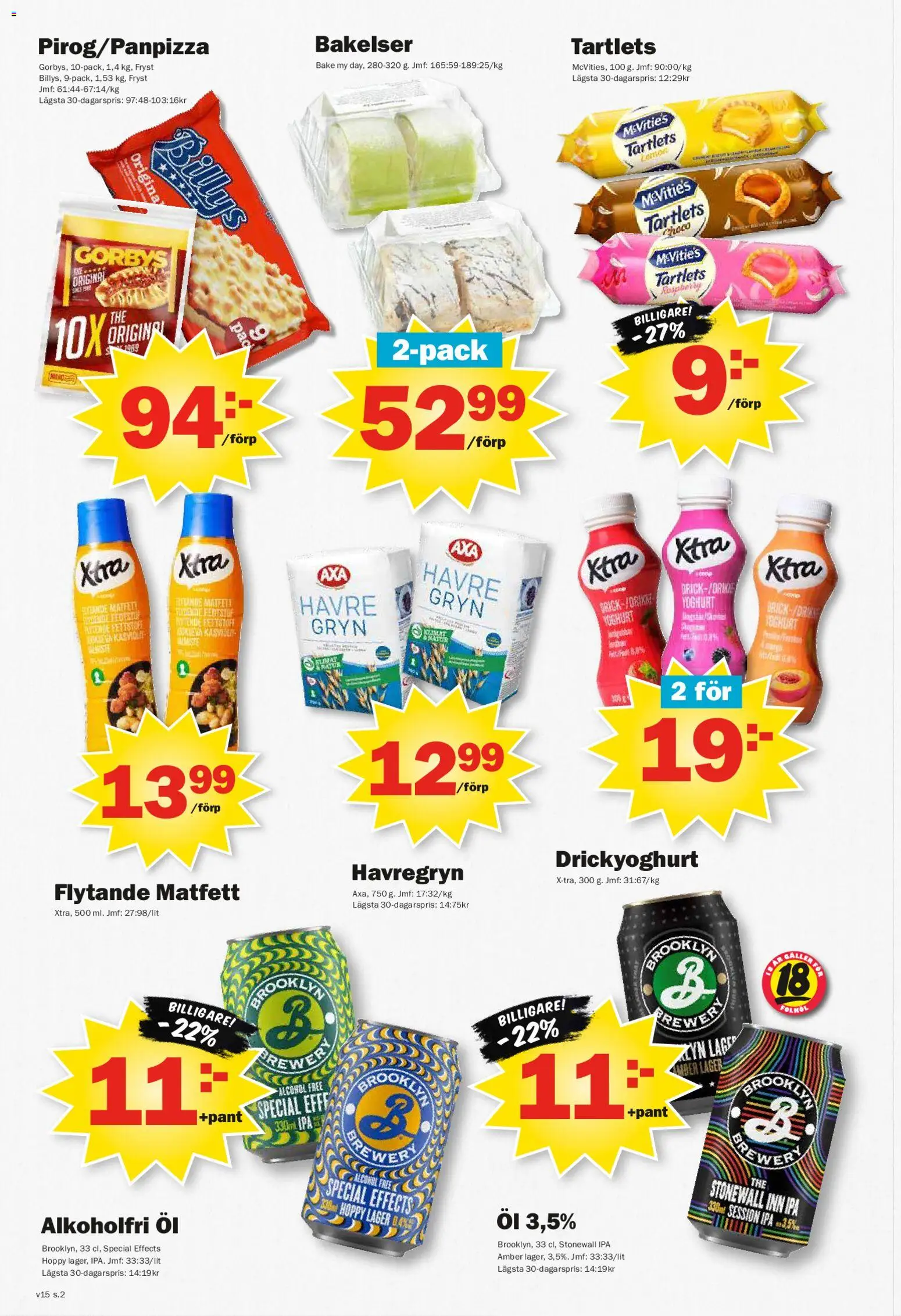 Pekås reklamblad aktuell från 07.04.2026 | Sida: 2 | Produkter: Galler, Havregryn, Yoghurt, Öl