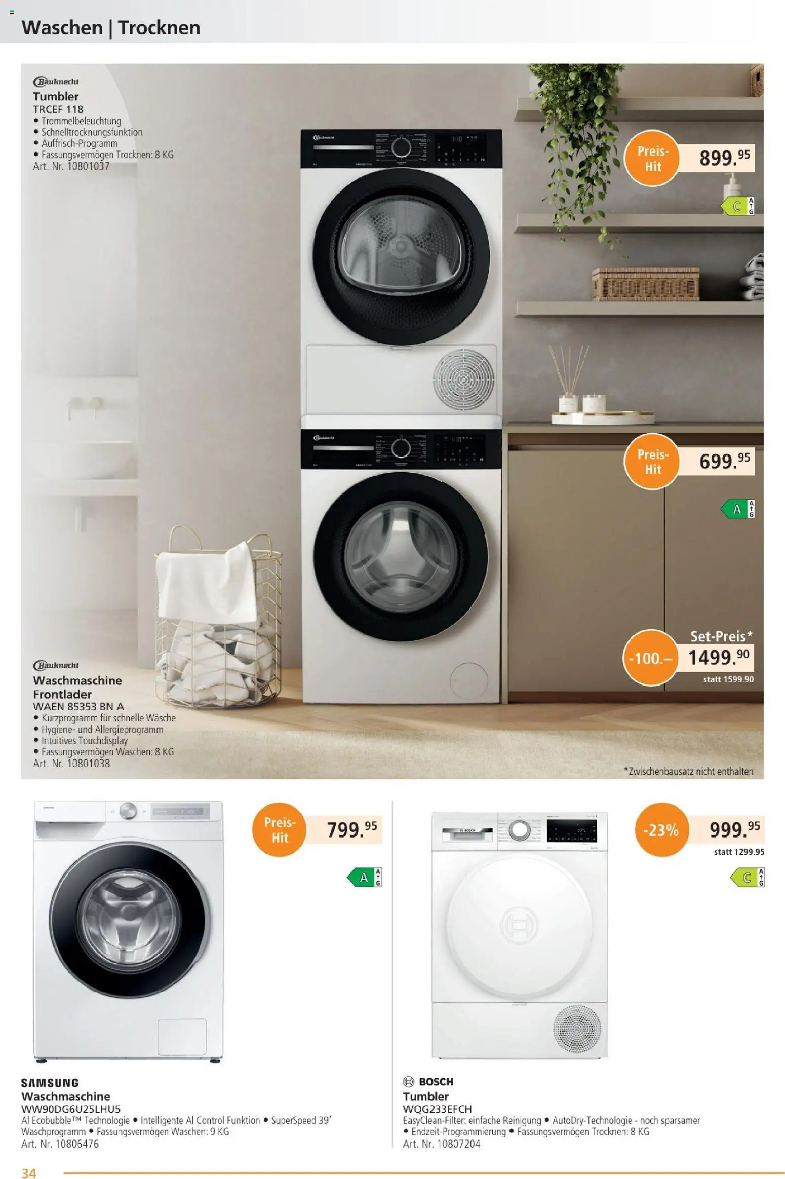 Fust Aktionen – gültig ab 26.01.2026 | Seite: 34 | Produkte: Samsung, Waschmaschine, Bosch
