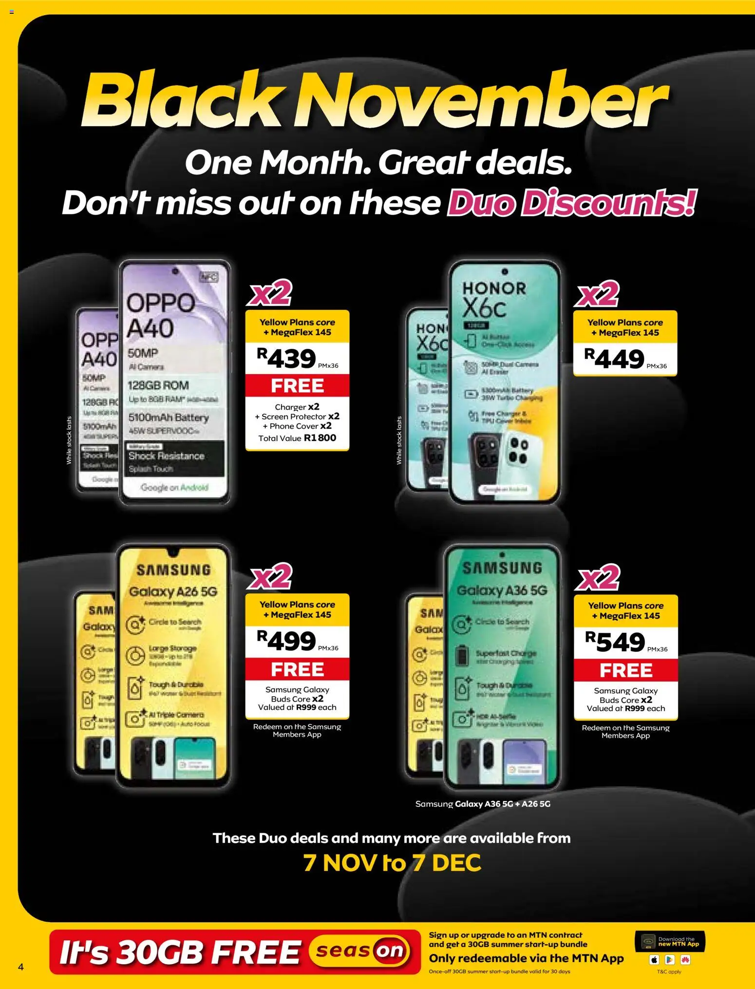 New MTN catalogue – valid from 07.11.2025 | Page: 4 | Products: Cover, Phone, Battery, Stock