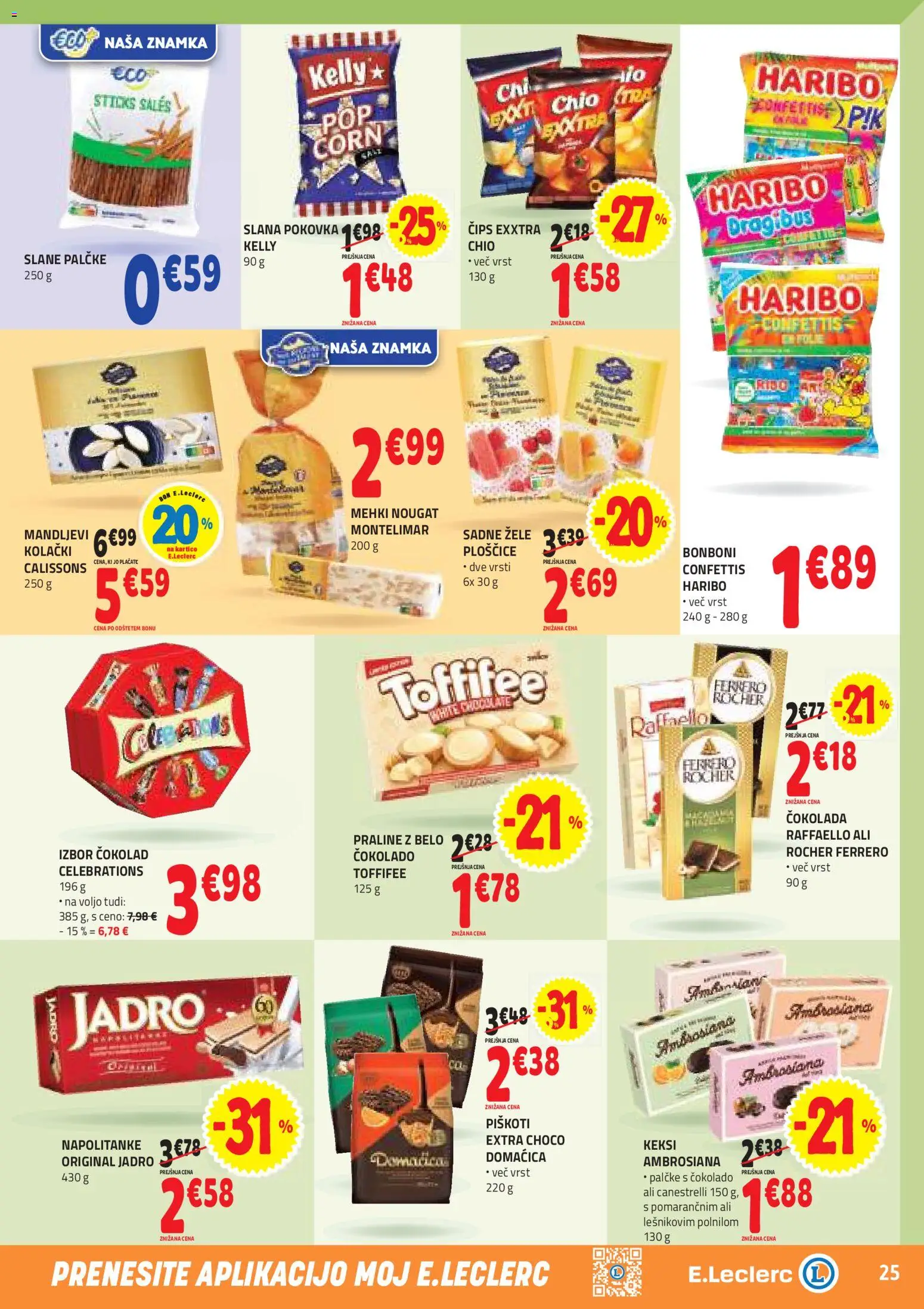Novi E.leclerc katalog ponudbe – veljaven od 15.04.2026 | Stran: 25 | Izdelki: Keksi, Cokolada, Cips, Piskoti