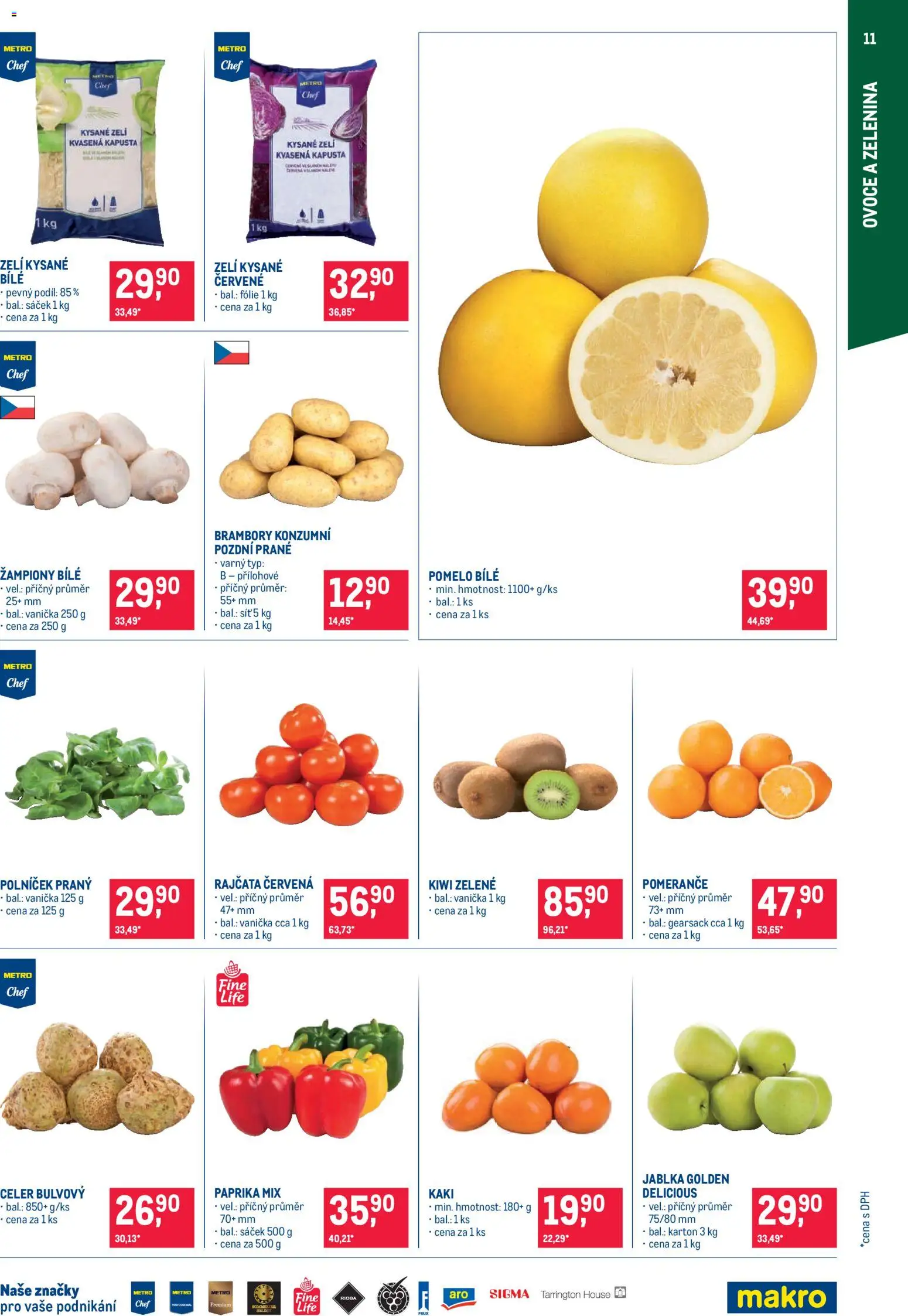 Makro leták - Pro milovníky jídla od 22.10.2025 | Strana: 11 | Produkty: Žampiony, Ovoce, Kaki, Brambory