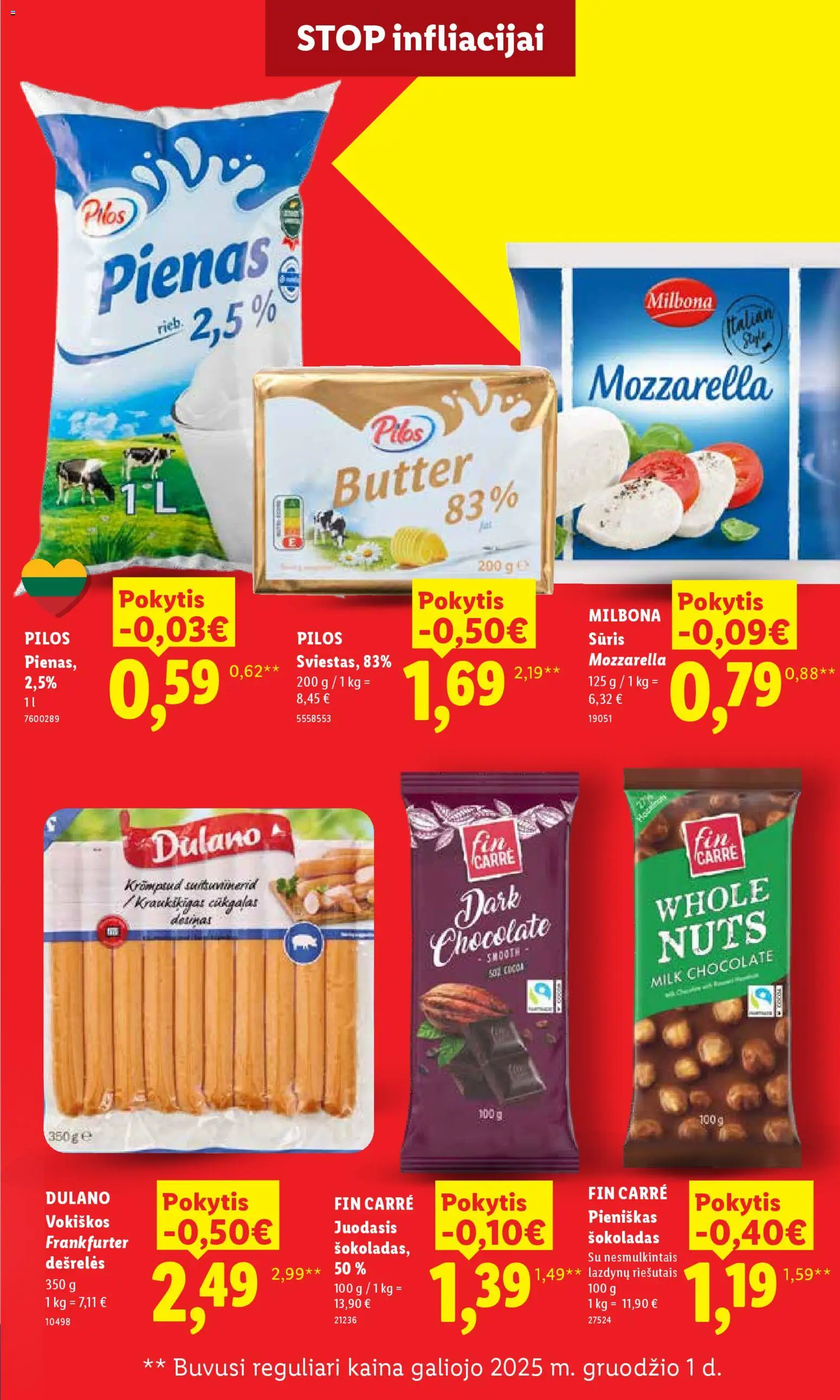 LIDL akcijos nuo 13.04.2026 | Puslapis: 3 | Prekių: Dešrelės, Pienas, Sūris, Šokoladas