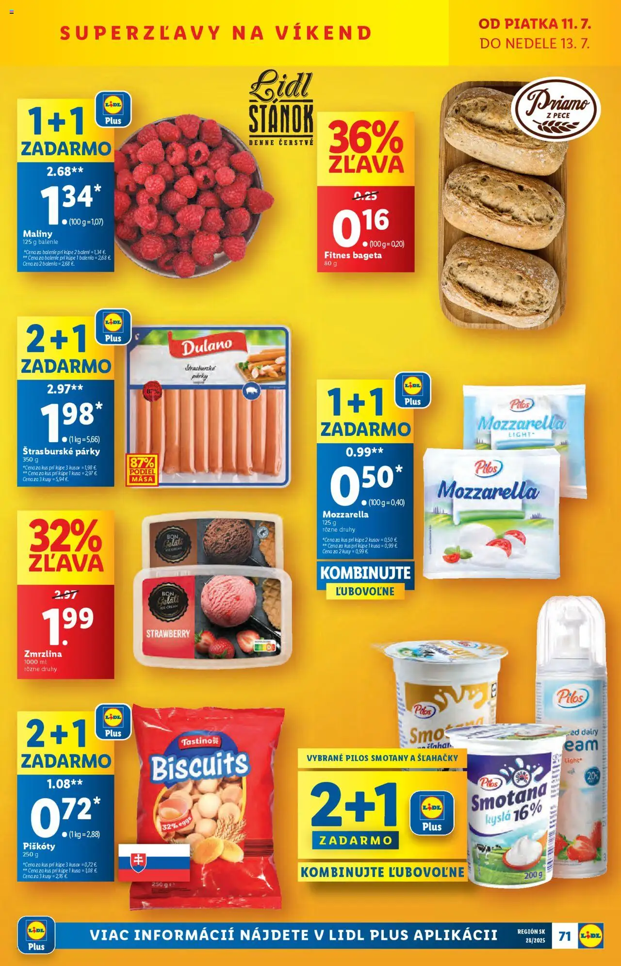 Lidl leták │ platný od 07.07.2025 | Strana: 85 | Produkty: Mozzarella, Zmrzlina, Párky, Maliny