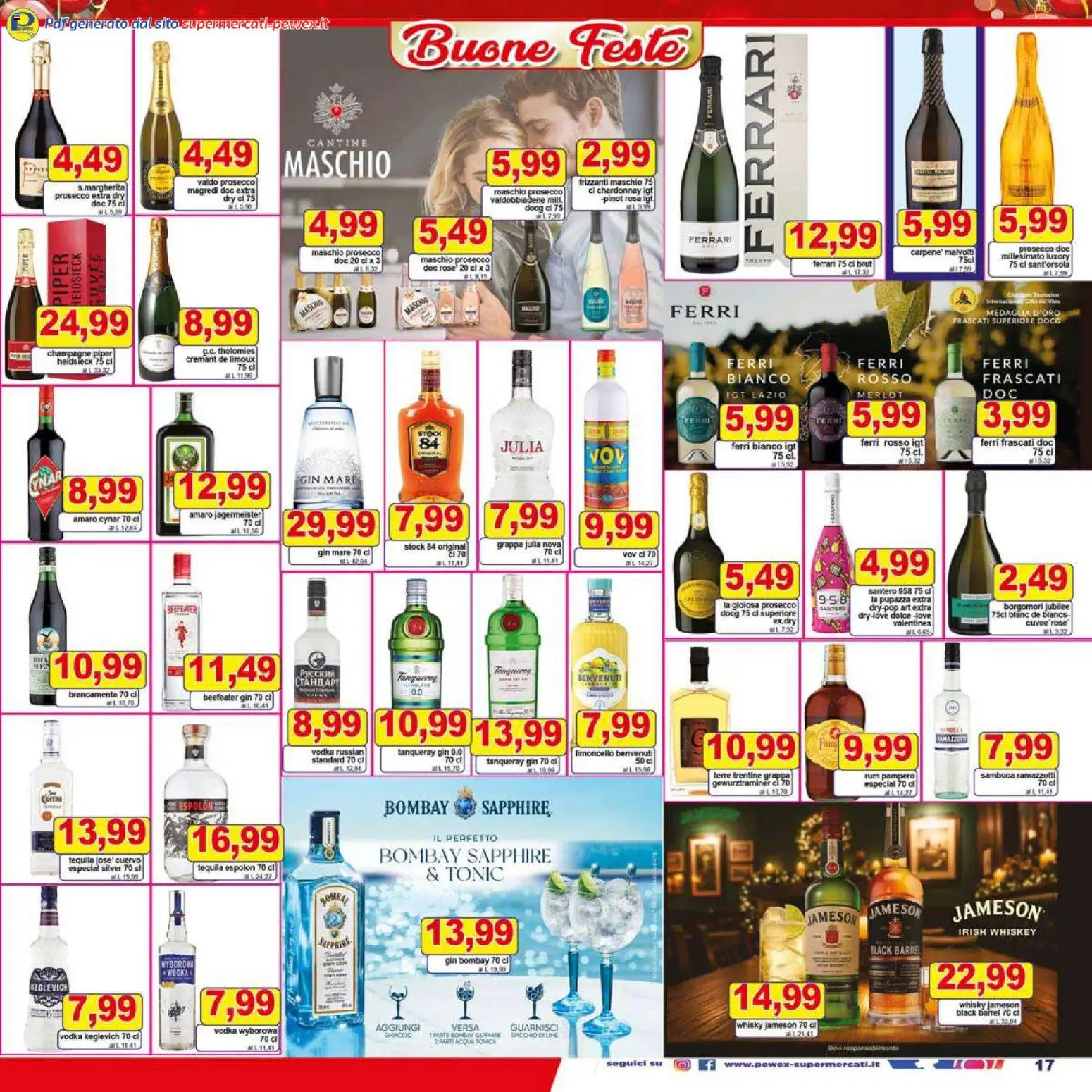 Volantino Pewex del 27.12.2025 | Pagina: 17 | Prodotti: Prosecco, Whisky, Lime, Amaro
