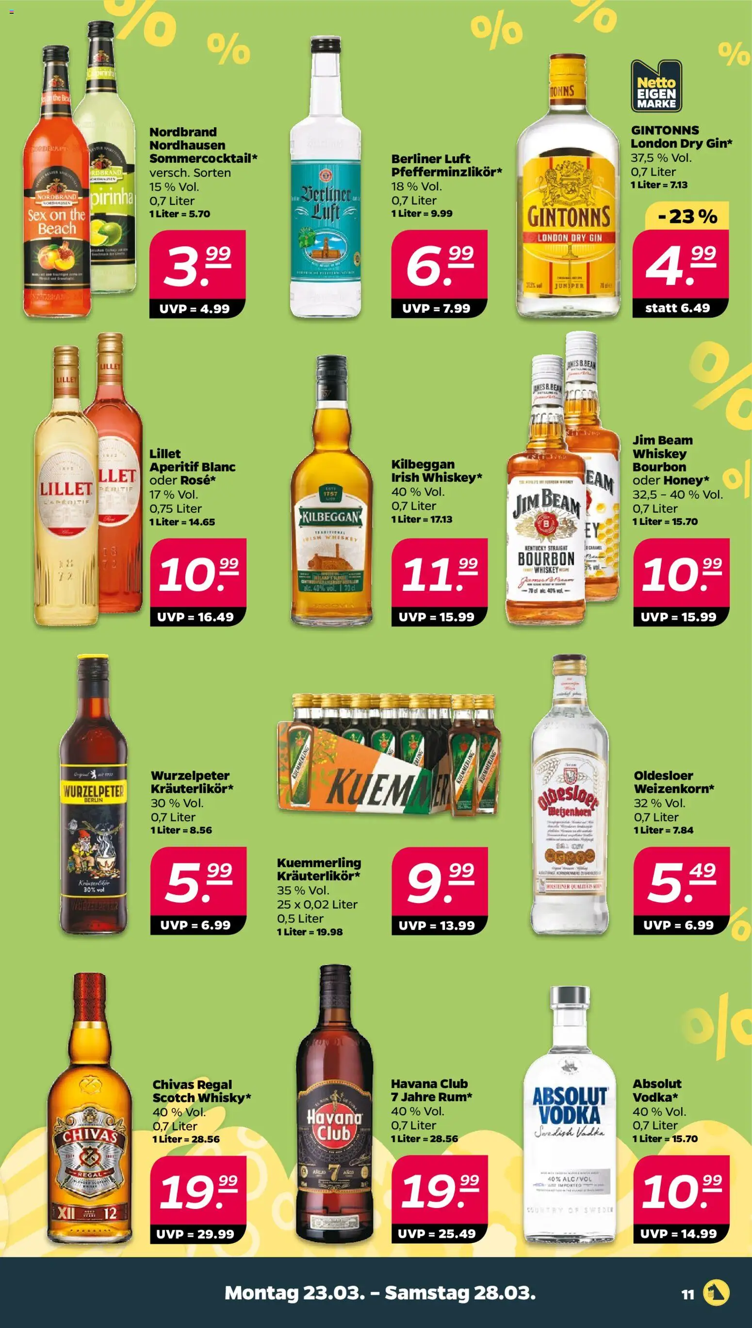 Netto Prospekt 	 – gültig ab 23.03.2026 | Seite: 11 | Produkte: Berliner, Jim beam, Kuemmerling, Whiskey