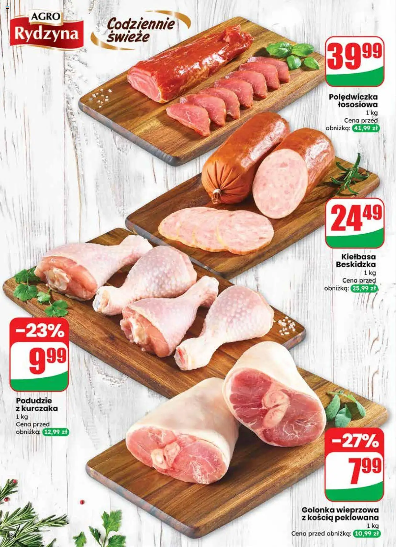 Dino Gazetka od 24.09.2025 | Strona: 34 | Produkty: Kiełbasa, Podudzie z kurczaka, Golonka wieprzowa