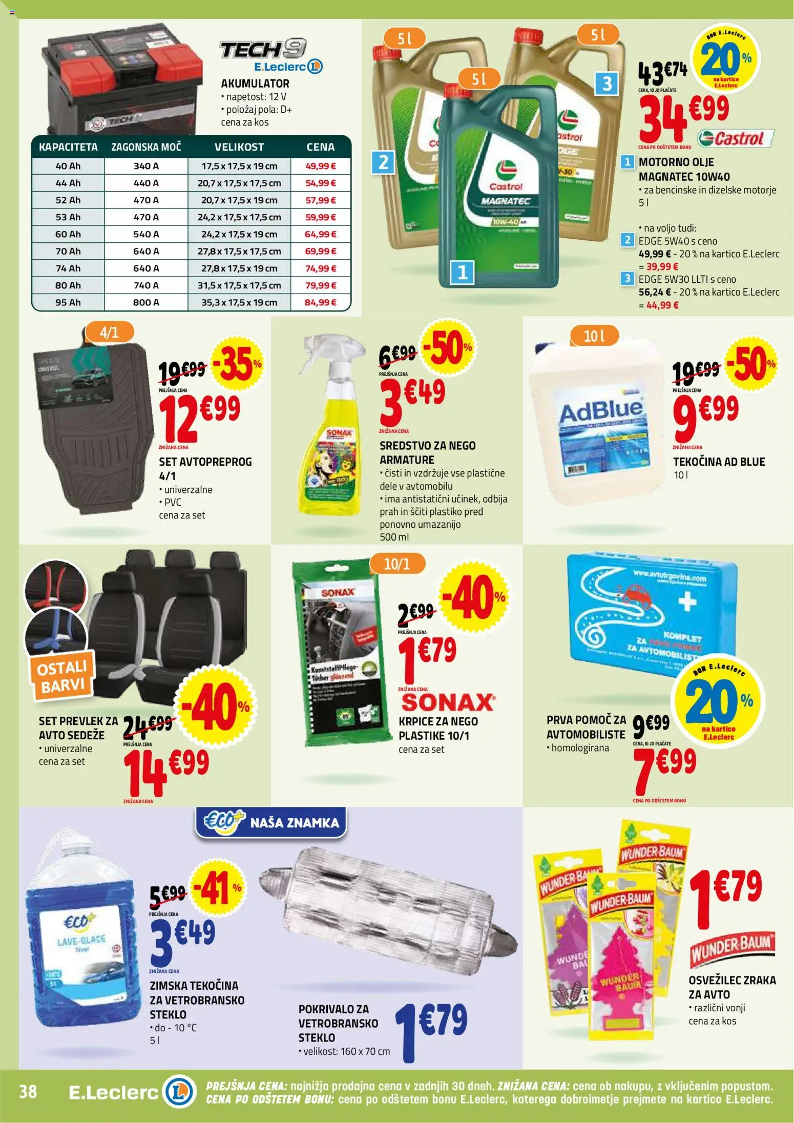 Novi E.leclerc katalog ponudbe – veljaven od 21.01.2026 | Stran: 38 | Izdelki: Kos, Akumulator, Olje