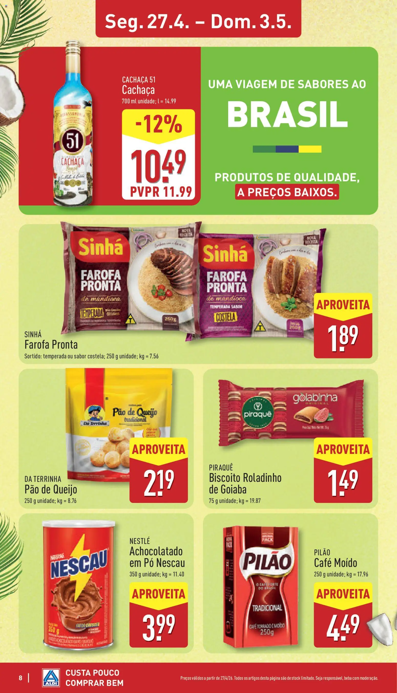 Aldi folheto │ válido de 27.04.2026 | Página: 8 | Produtos: Pão de queijo, Queijo, Pão, Café