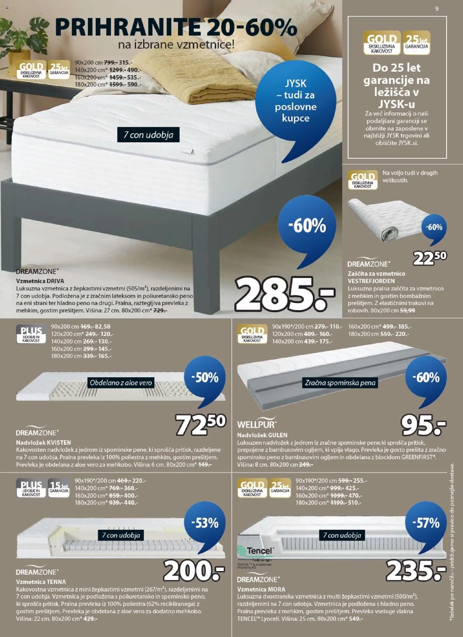 Novi JYSK katalog ponudbe – veljaven od 18.02.2026 | Stran: 9 | Izdelki: Nadvložek, Vzmetnica, Prevleka
