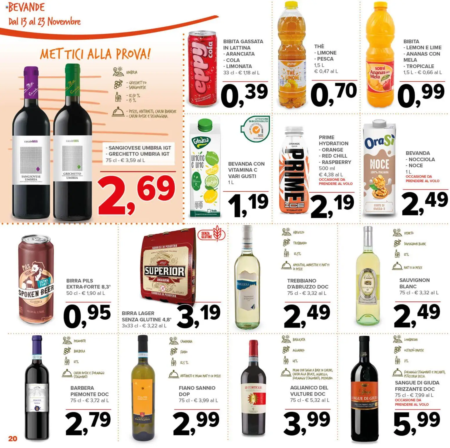 Volantino Todis del 13.11.2025 | Pagina: 20 | Prodotti: Birra, Pesce, Limonata, Lime
