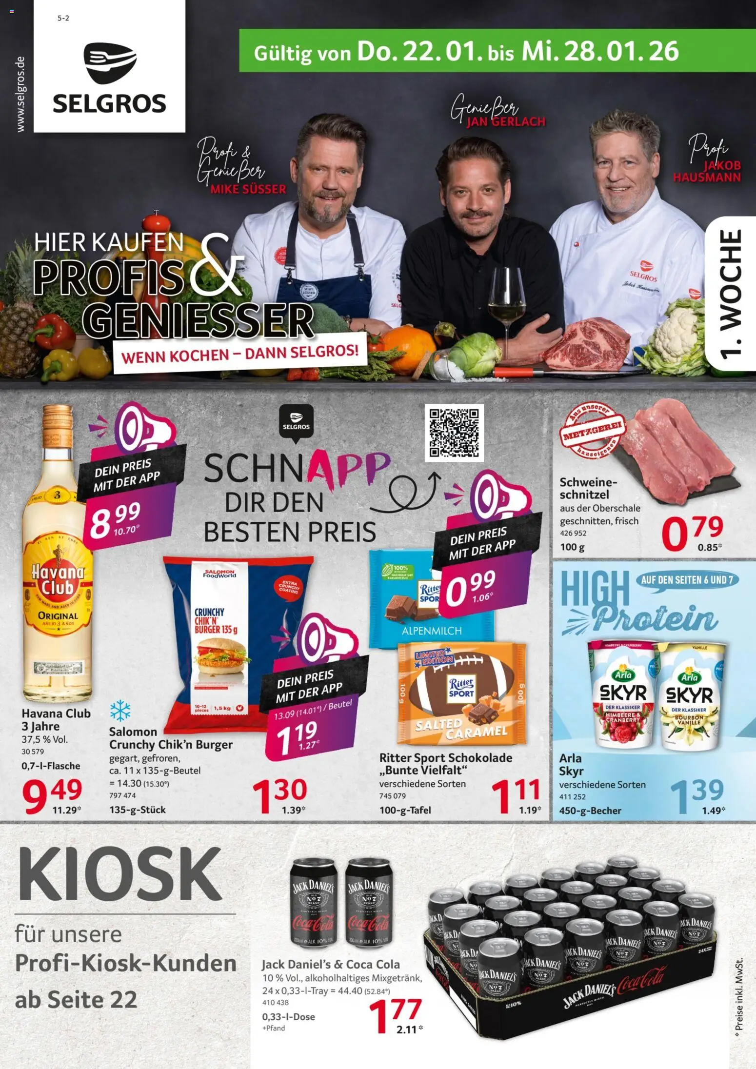 Selgros Prospekt 	 – gültig ab 22.01.2026 | Seite: 1 | Produkte: Havana club, Cola, Schokolade, Skyr