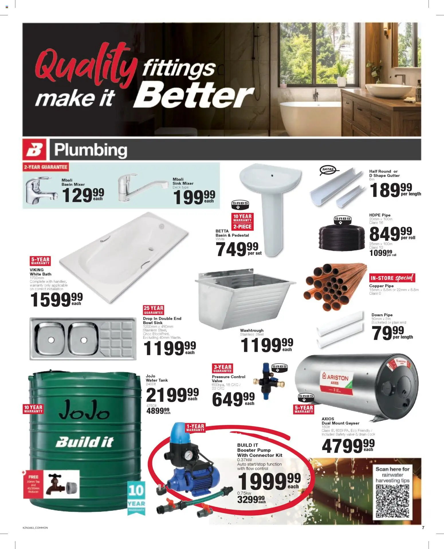 New Build It catalogue – valid from 24.02.2026 | Page: 7 | Products: Geyser, Valve, Basin, Water