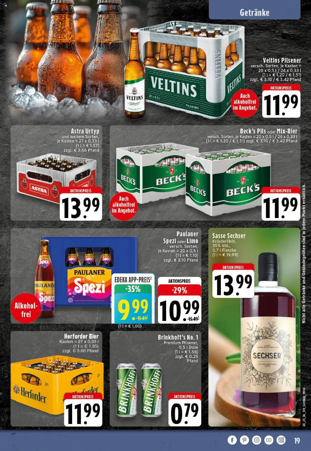 Edeka prospekt Westerkappeln	 - gültig ab dem 06.07.2025 | Seite: 19 | Produkte: Paulaner spezi, Pils, Astra, Paulaner