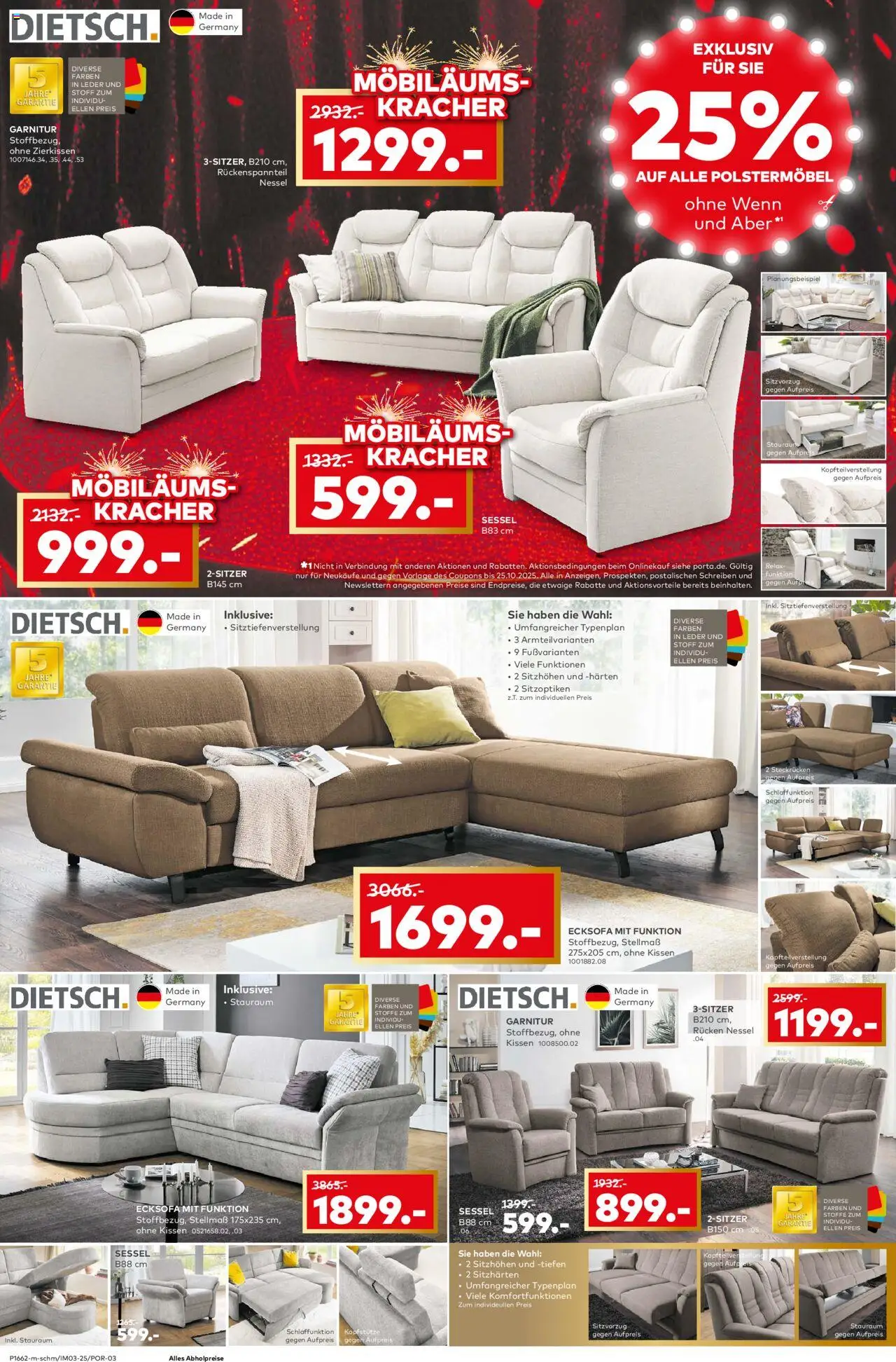 Porta! Prospekt  Potsdam – gültig ab 19.10.2025 | Seite: 3 | Produkte: Ecksofa, Kissen, Sessel