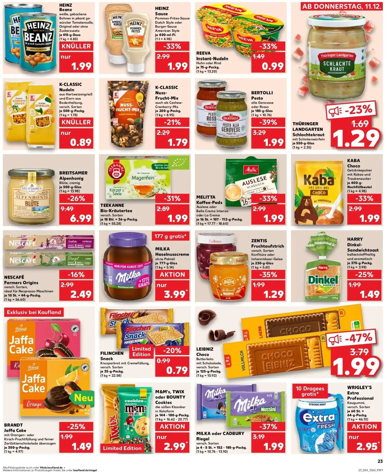 Kaufland prospekt Rathenow	 – gültig ab 14.12.2025 | Seite: 23 | Produkte: Nescafe, Pommes, Orangen, Pasta