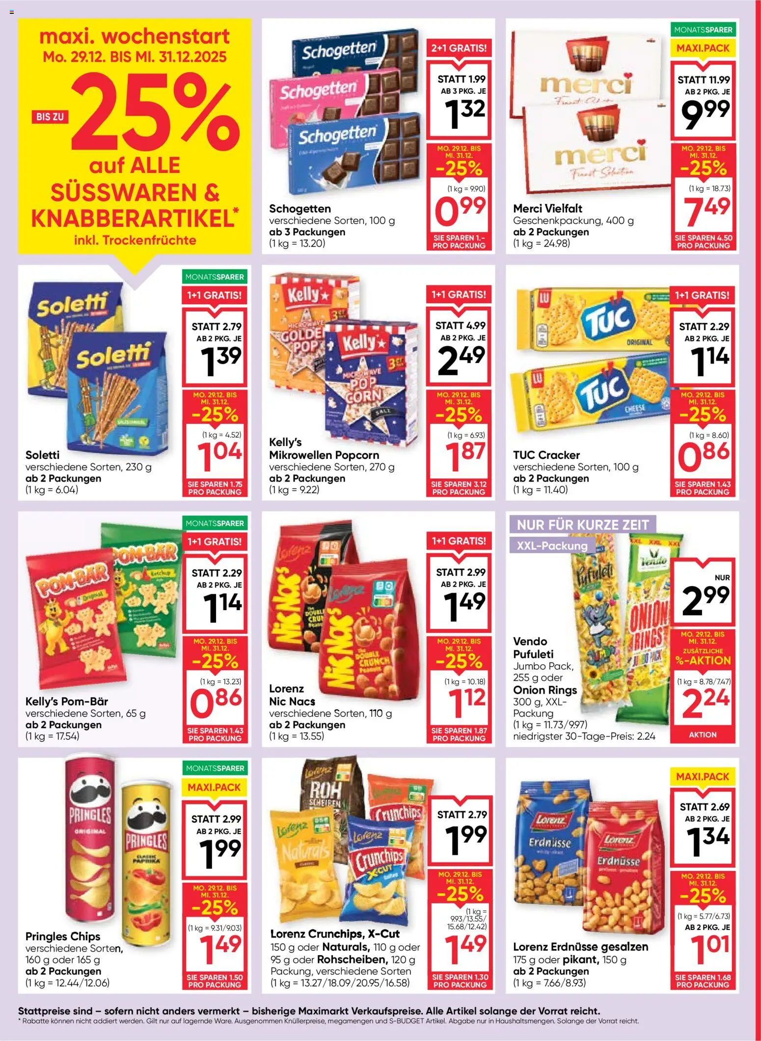 Maximarkt Flugblatt gültig ab 23.12.2025 | Seite: 14 | Produkte: Chips, Папионка
