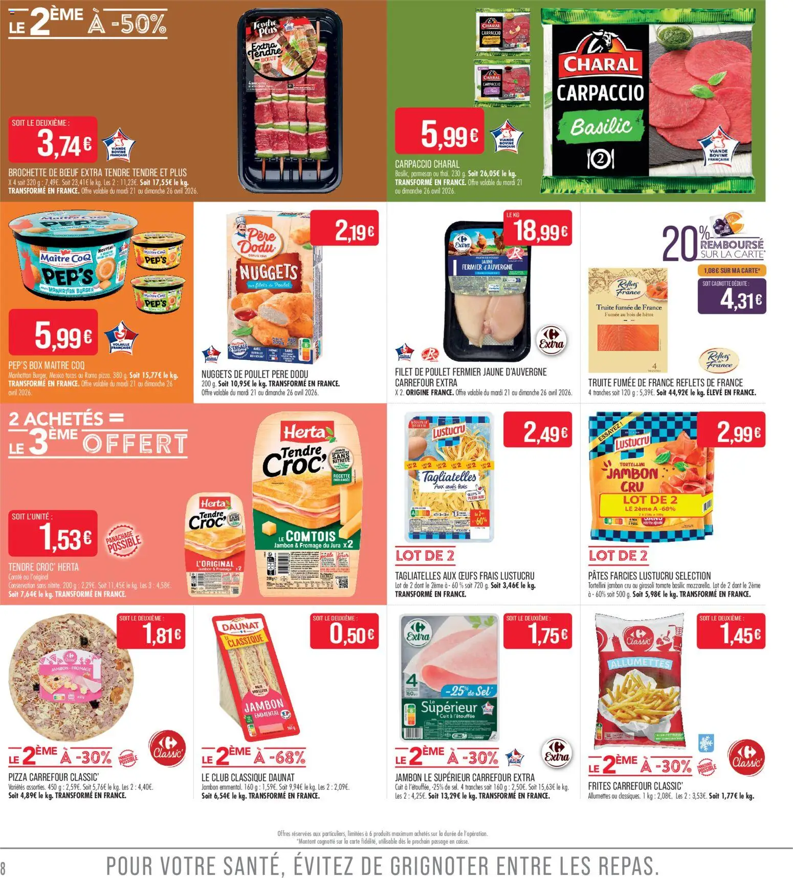 {H1} | Page: 8 | Produits: Truite fumée, Fromage, Jambon, Pizza