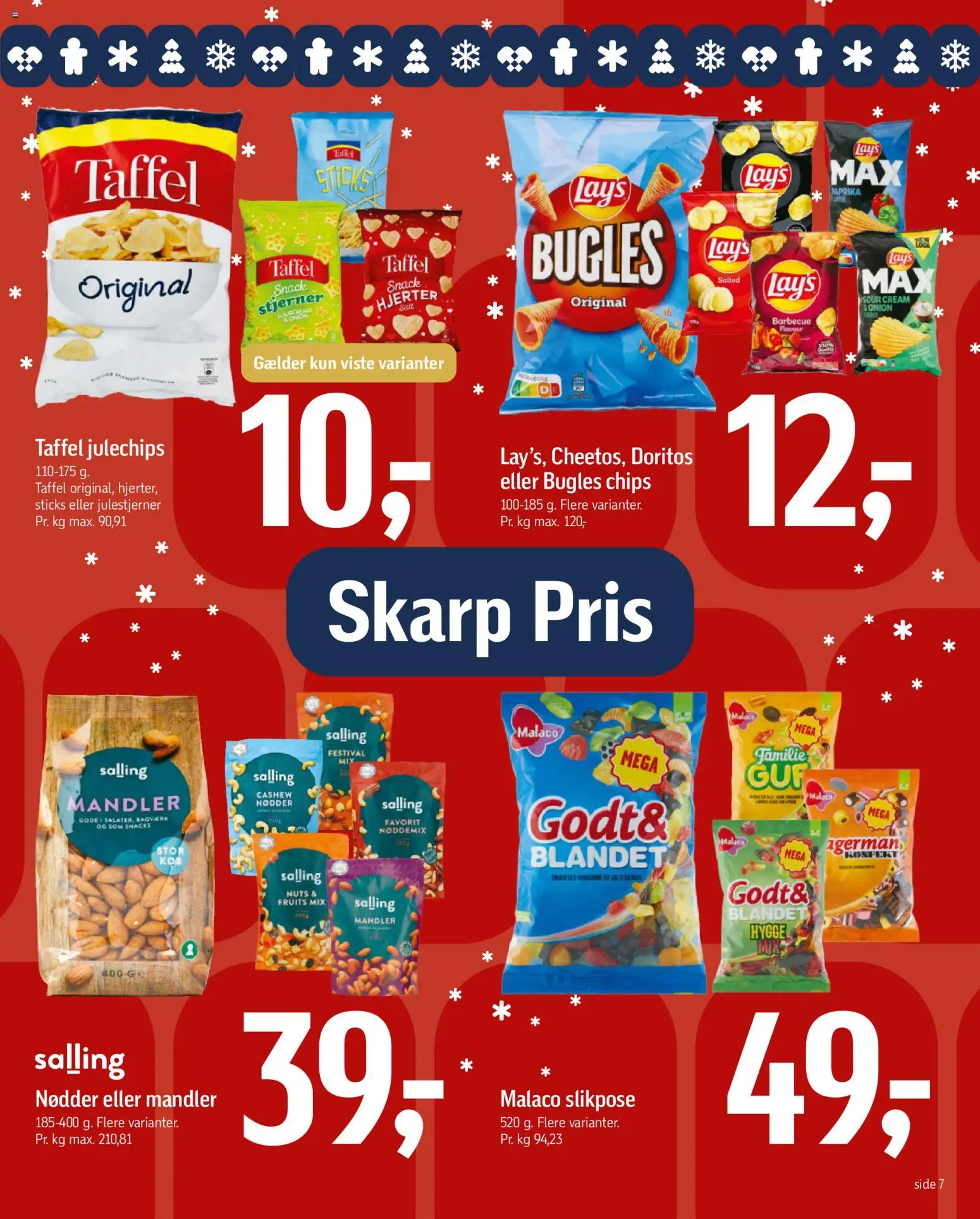 Føtex tilbudsavis – gyldig fra 19.12.2025 | Side: 7 | Produkter: Chips, Mandler, Vingummi, Paprika