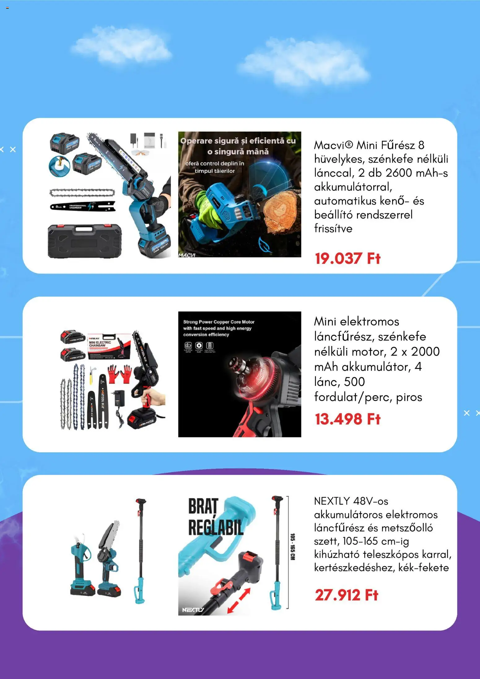 eMAG akciós ujság - amely érvényes a következő dátumtól: 16.02.2026 | Oldal: 5 | Termékek: Elektromos láncfűrész, Metszőolló, Láncfűrész