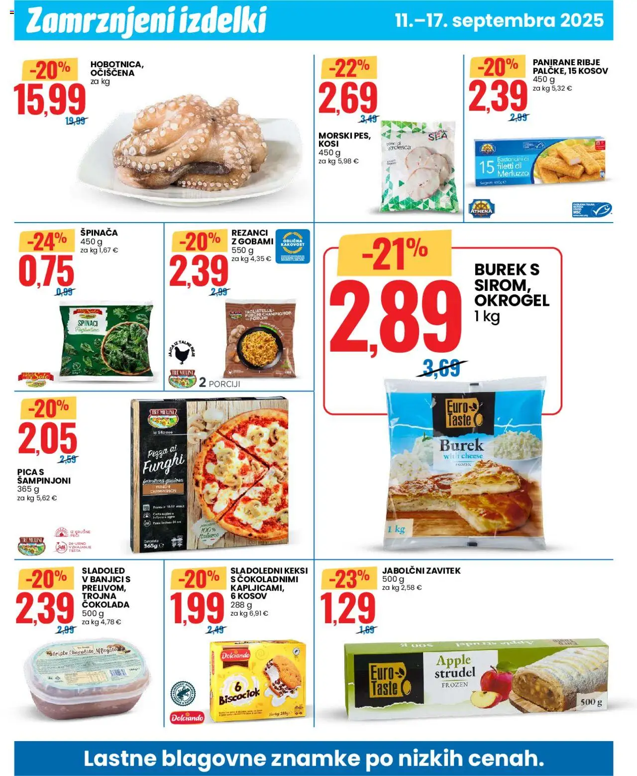 Novi Eurospin katalog ponudbe – veljaven od 11.09.2025 | Stran: 6 | Izdelki: Keksi, Rezanci, Pica, Sladoled