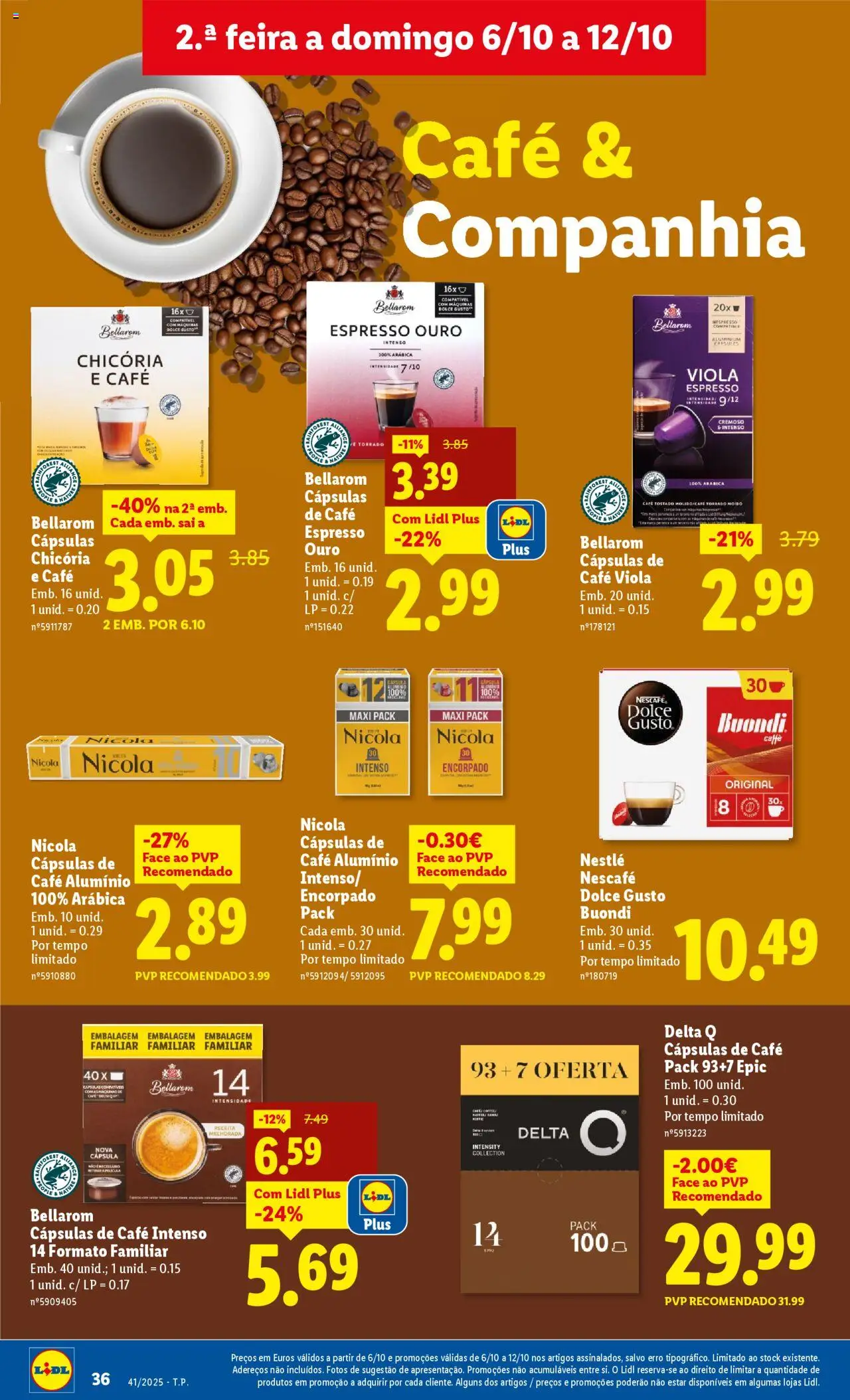 Lidl folheto │ válido de 06.10.2025 | Página: 36 | Produtos: Delta q, Nestlé, Café, Dolce gusto