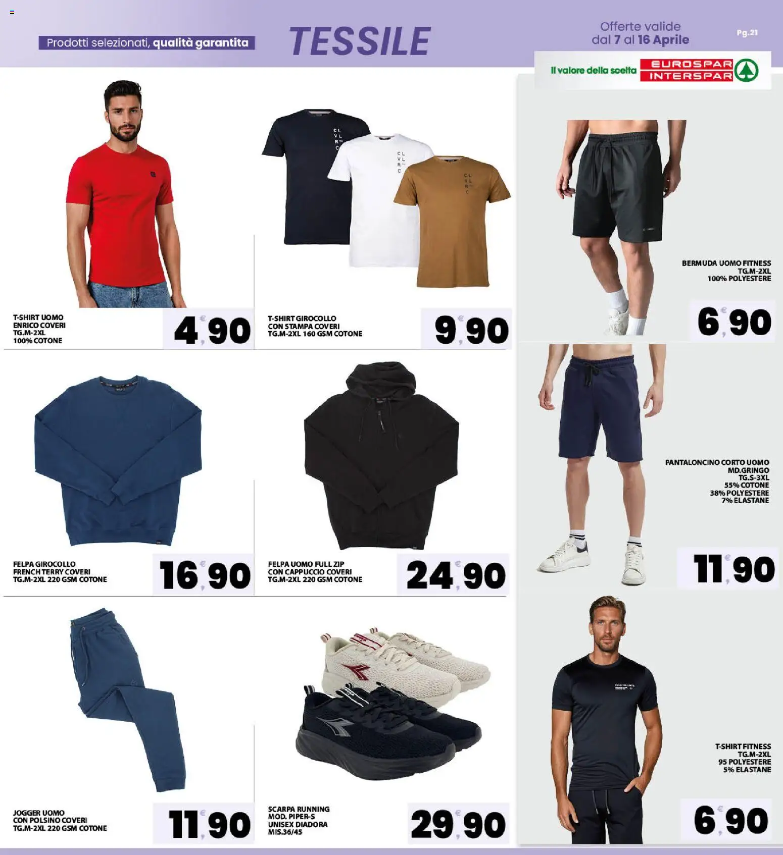 Volantino Interspar del 07.04.2026 | Pagina: 21 | Prodotti: Felpa, Bermuda, Cappuccio, Stampa