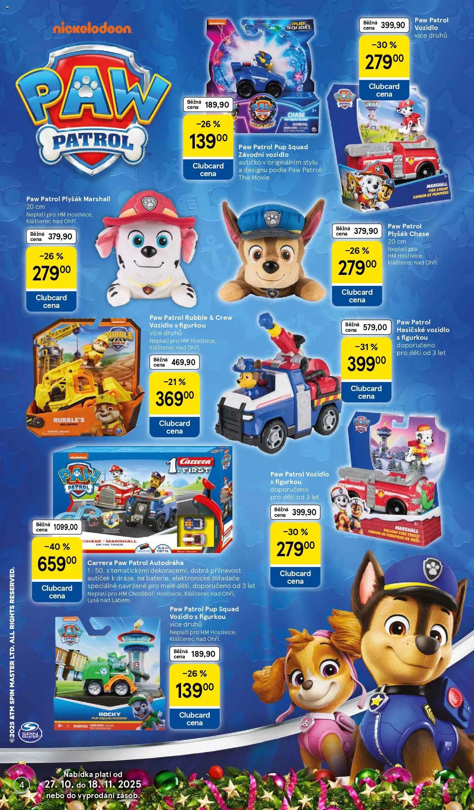 Tesco katalog od 27.10.2025 | Strana: 4 | Produkty: Autodráha, Plyšák