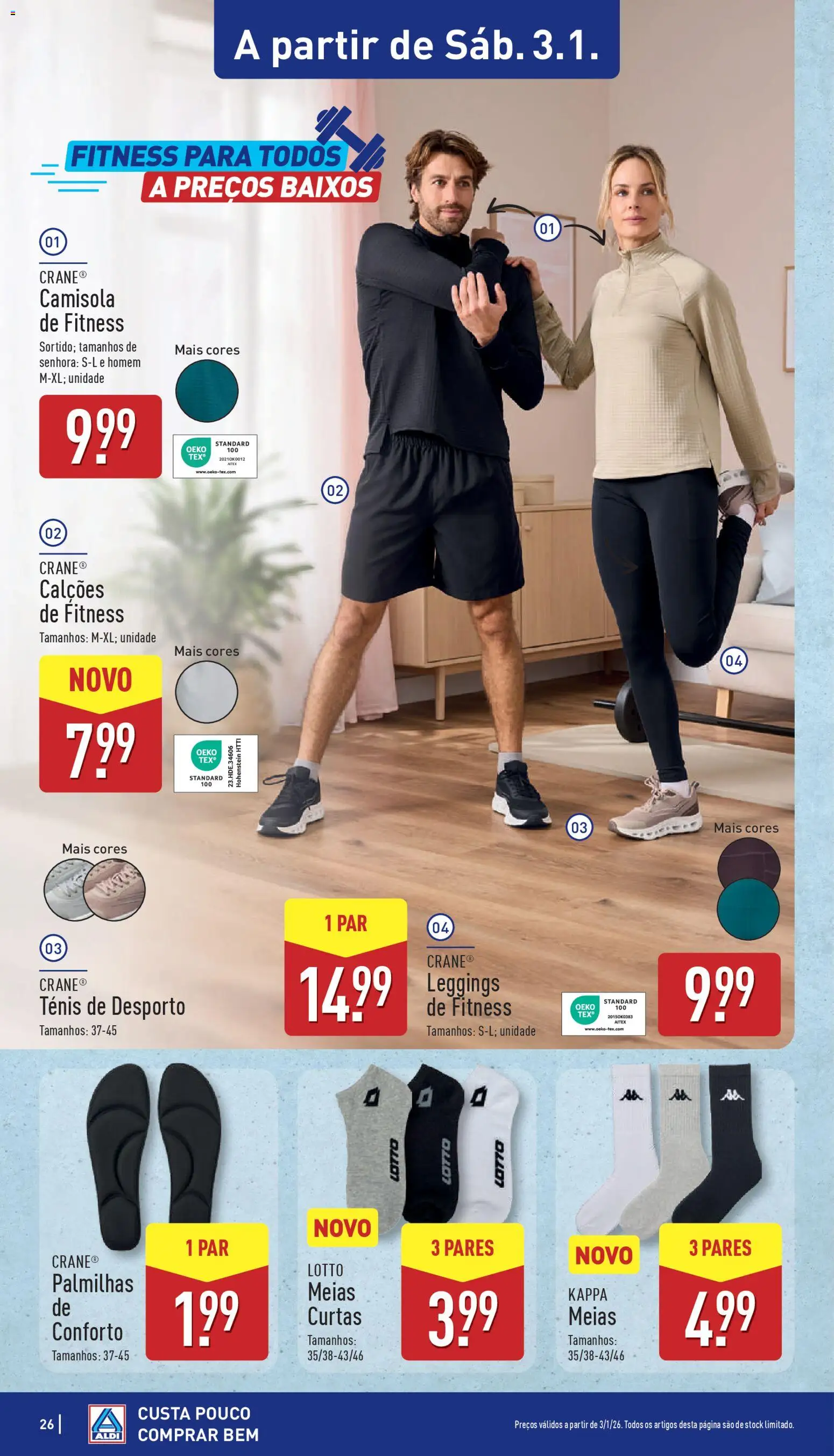 Aldi folheto │ válido de 29.12.2025 | Página: 26 | Produtos: Palmilhas, Camisola, Meias, Leggings